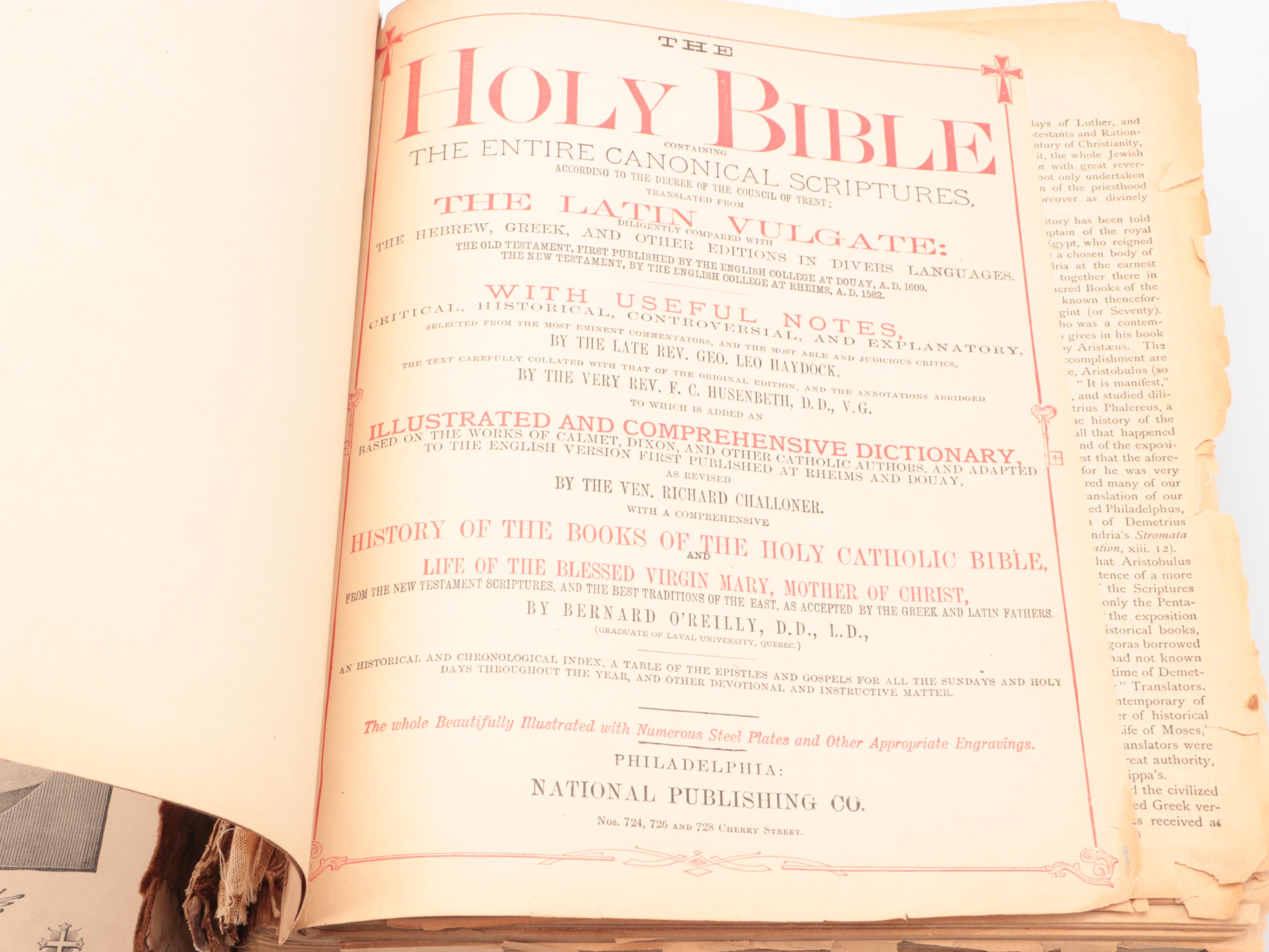 Embossed Leather Bound Holy Bible, Late 19th Century