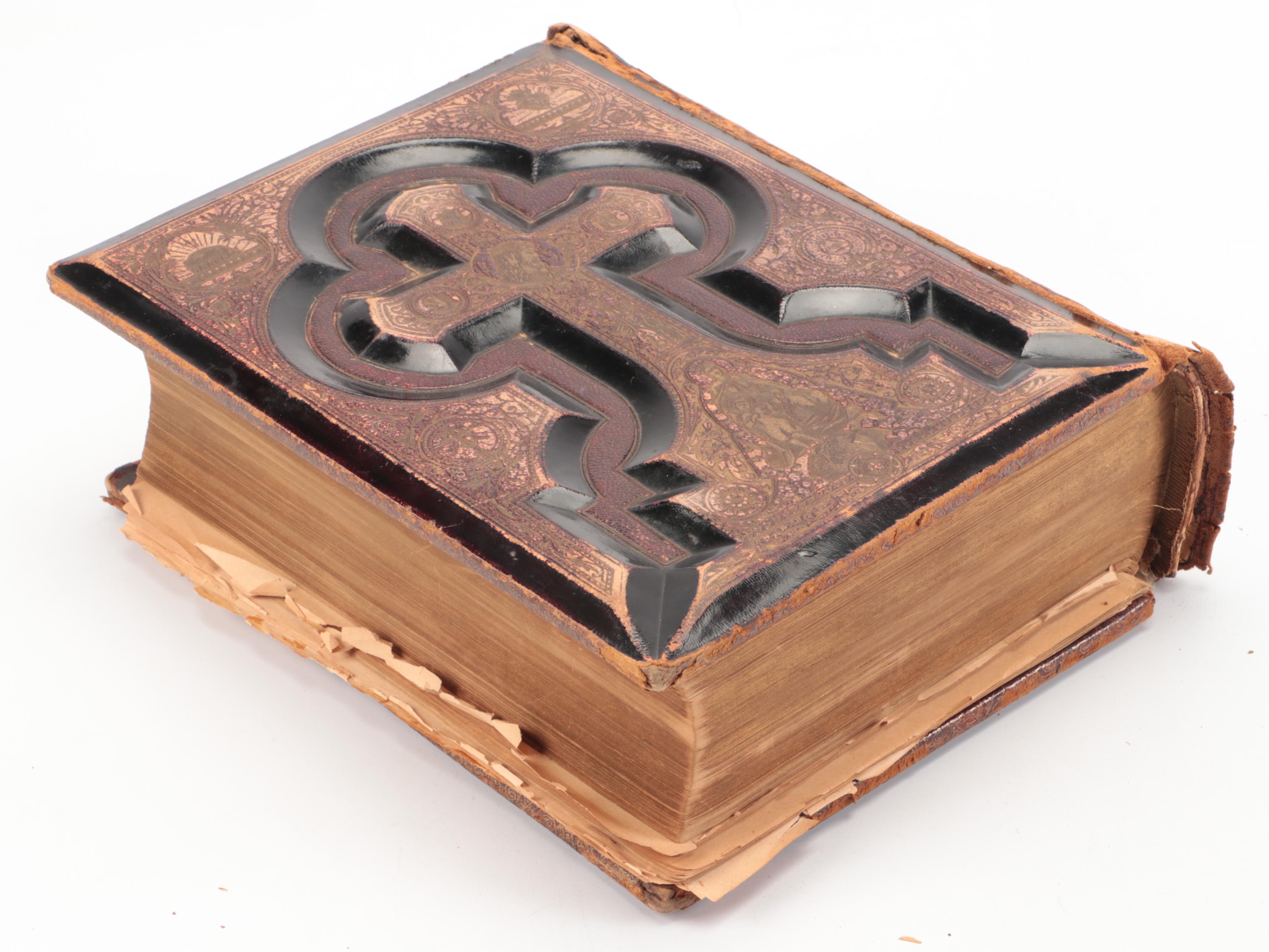 Embossed Leather Bound Holy Bible, Late 19th Century