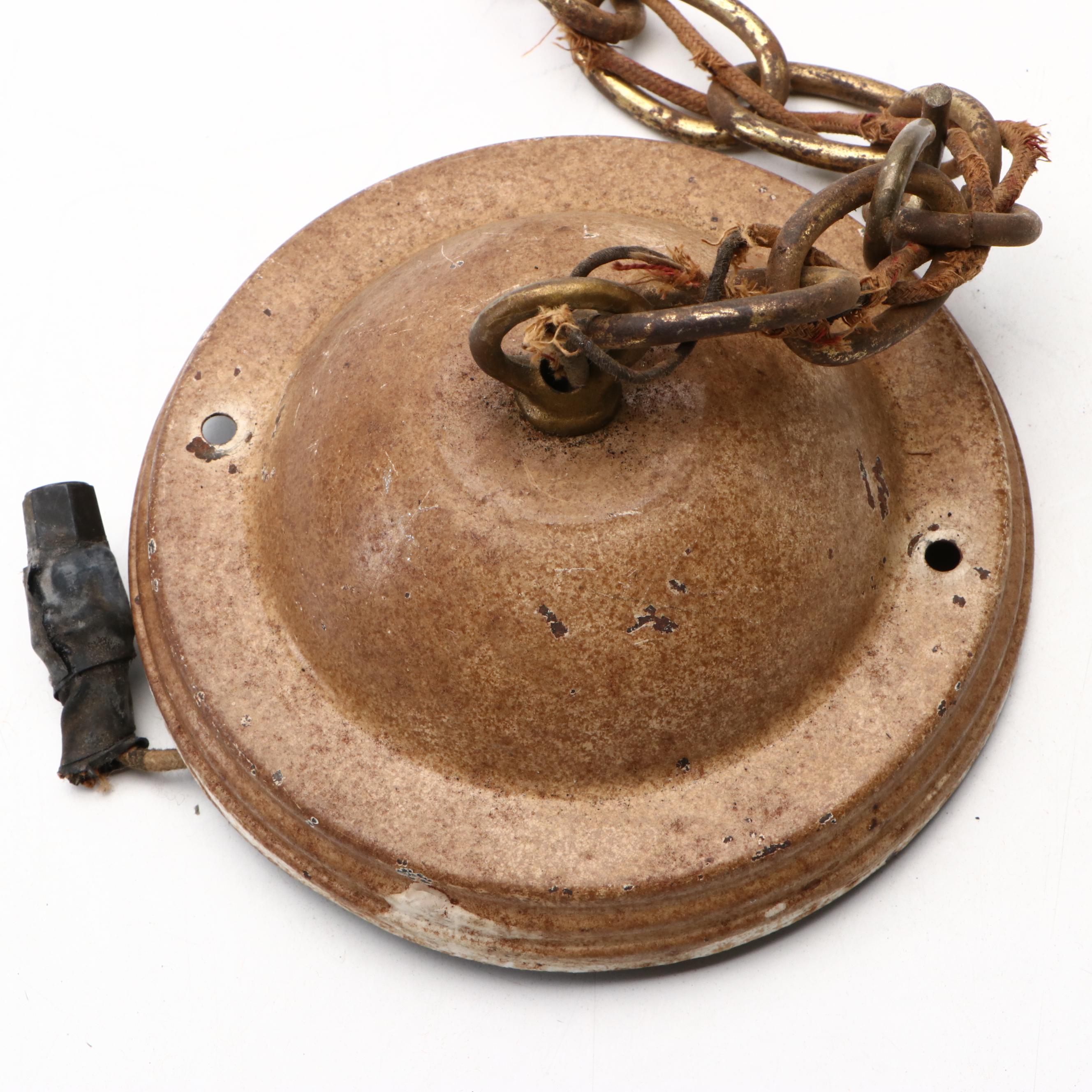 Victorian Style Pressed Glass Ceiling Shades with Pendant Light Fixtures, 20th C