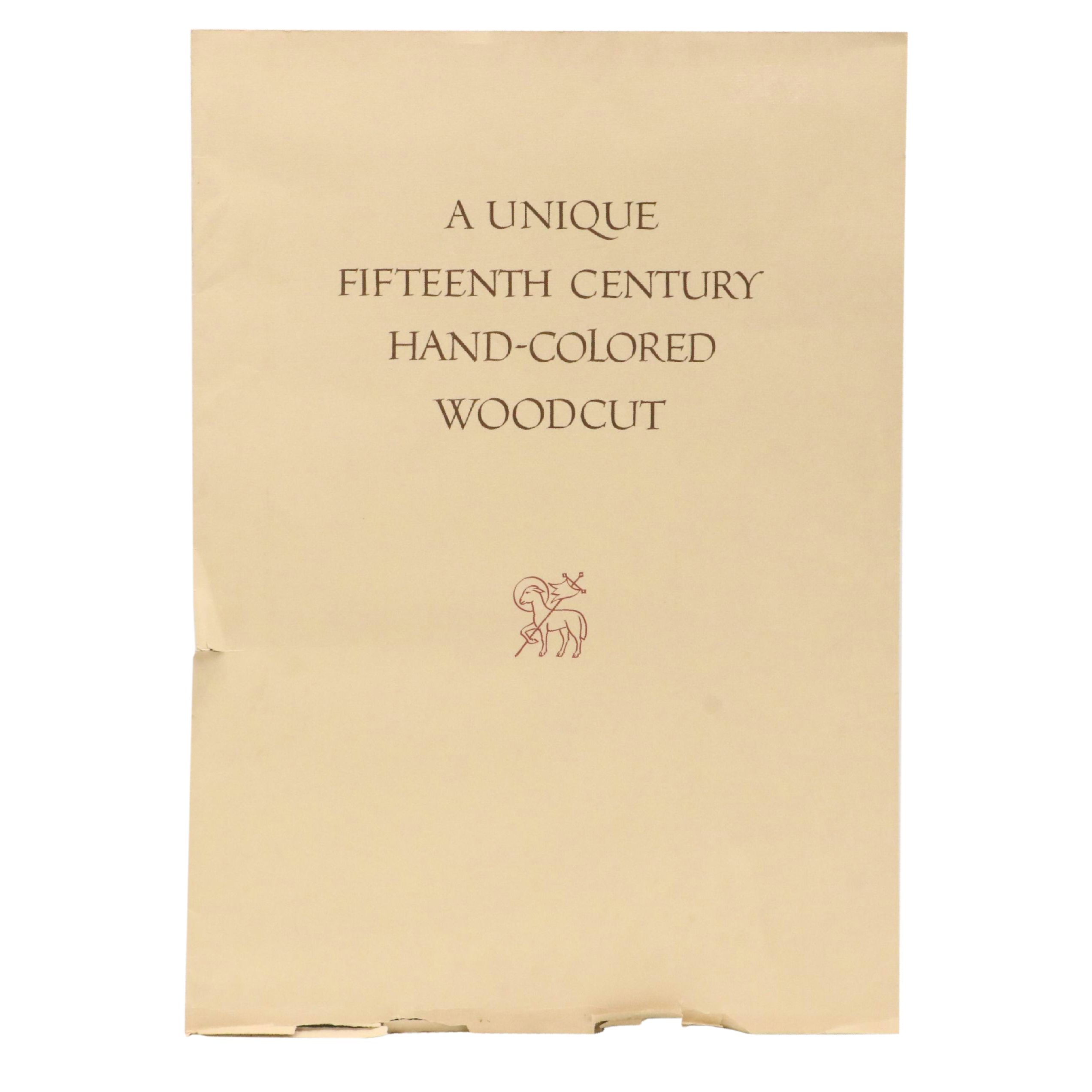 Reproduction Offset Lithograph of Medieval Woodcut "Man of Sorrows," Circa 1947