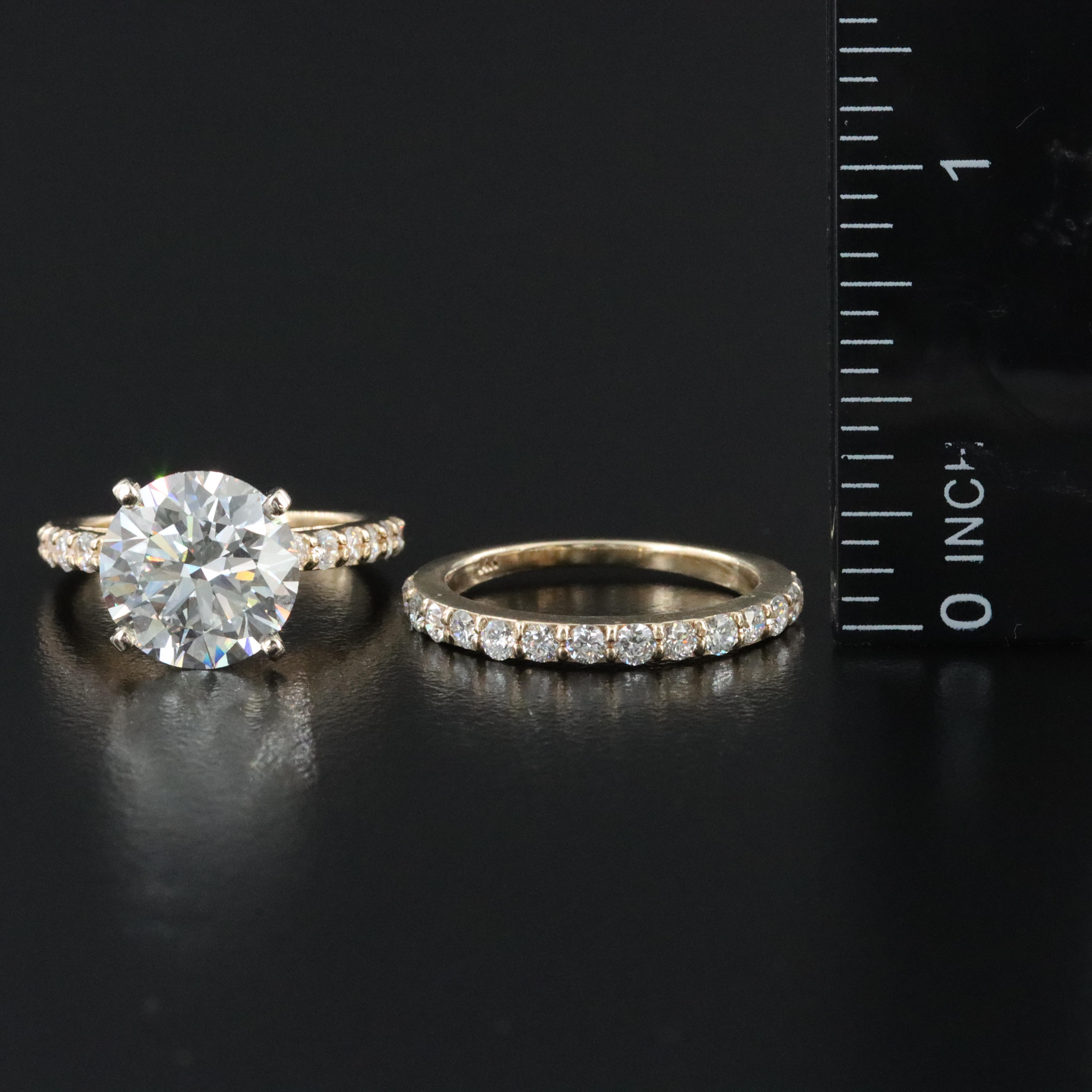 14K 5.70 CTW Lab Grown Diamond Ring Set with IGI Report