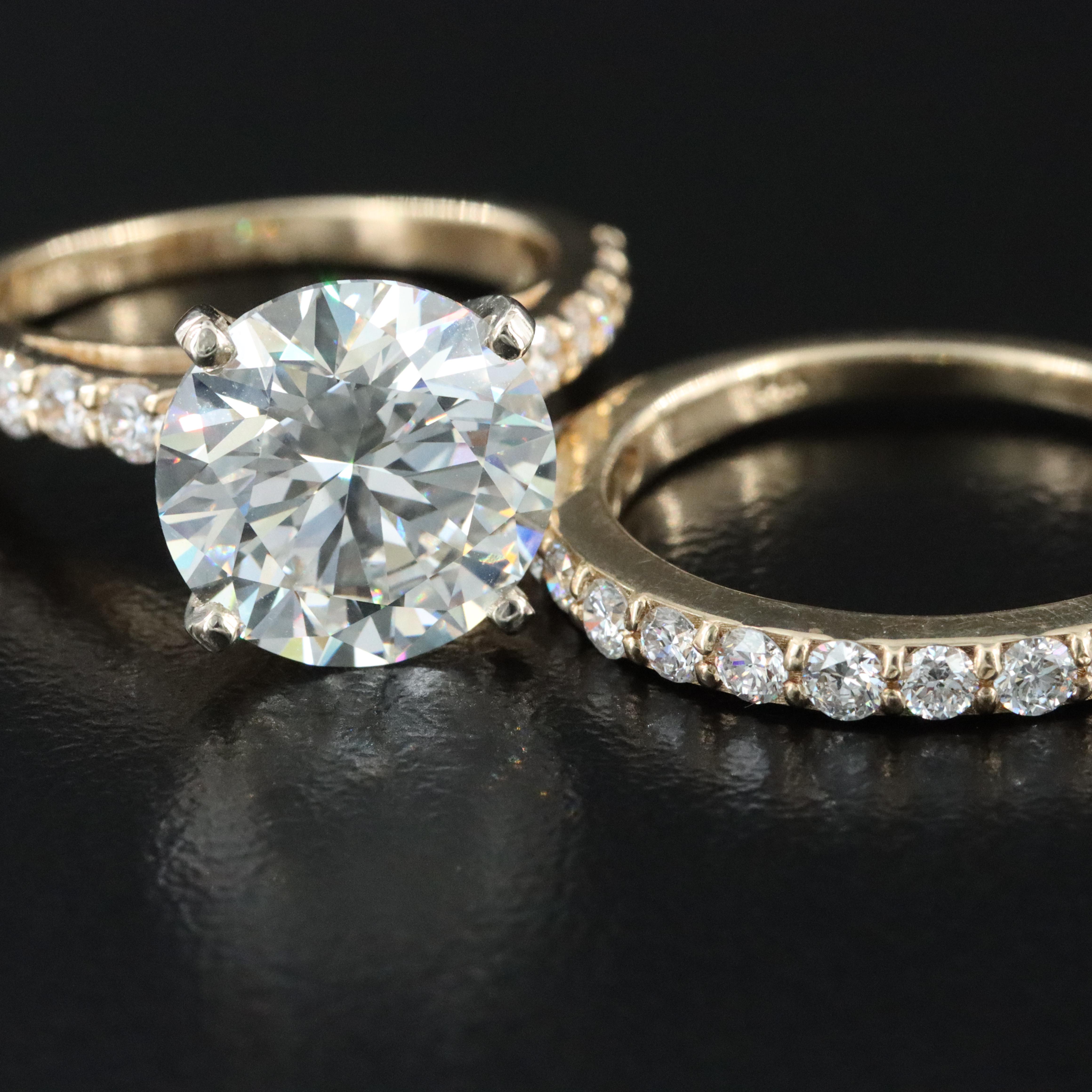 14K 5.70 CTW Lab Grown Diamond Ring Set with IGI Report