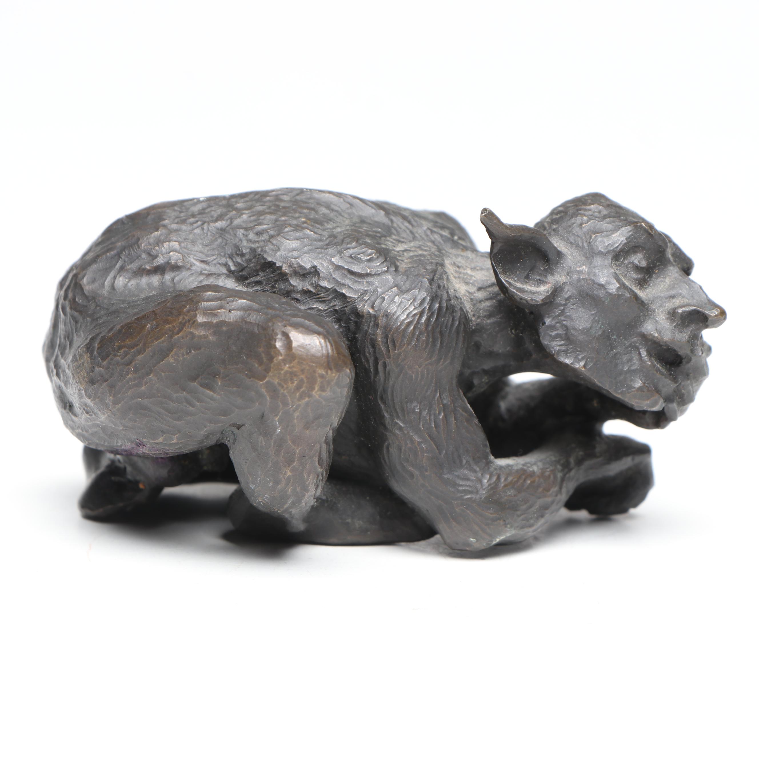 Patinated Cast Brass Grotesque Sculpture