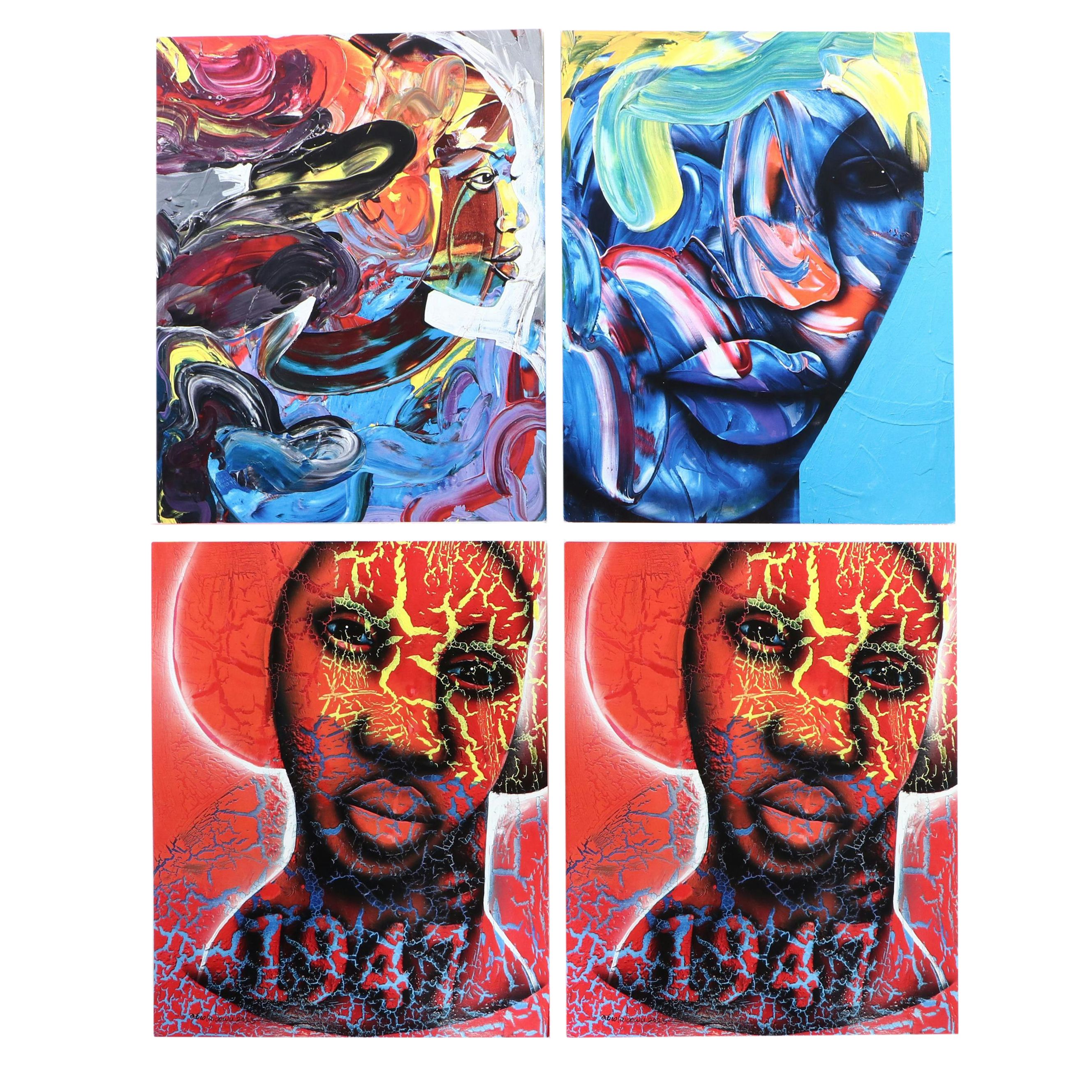Abiola Idowu Stylized Offset Lithograph Portraits, 21st Century