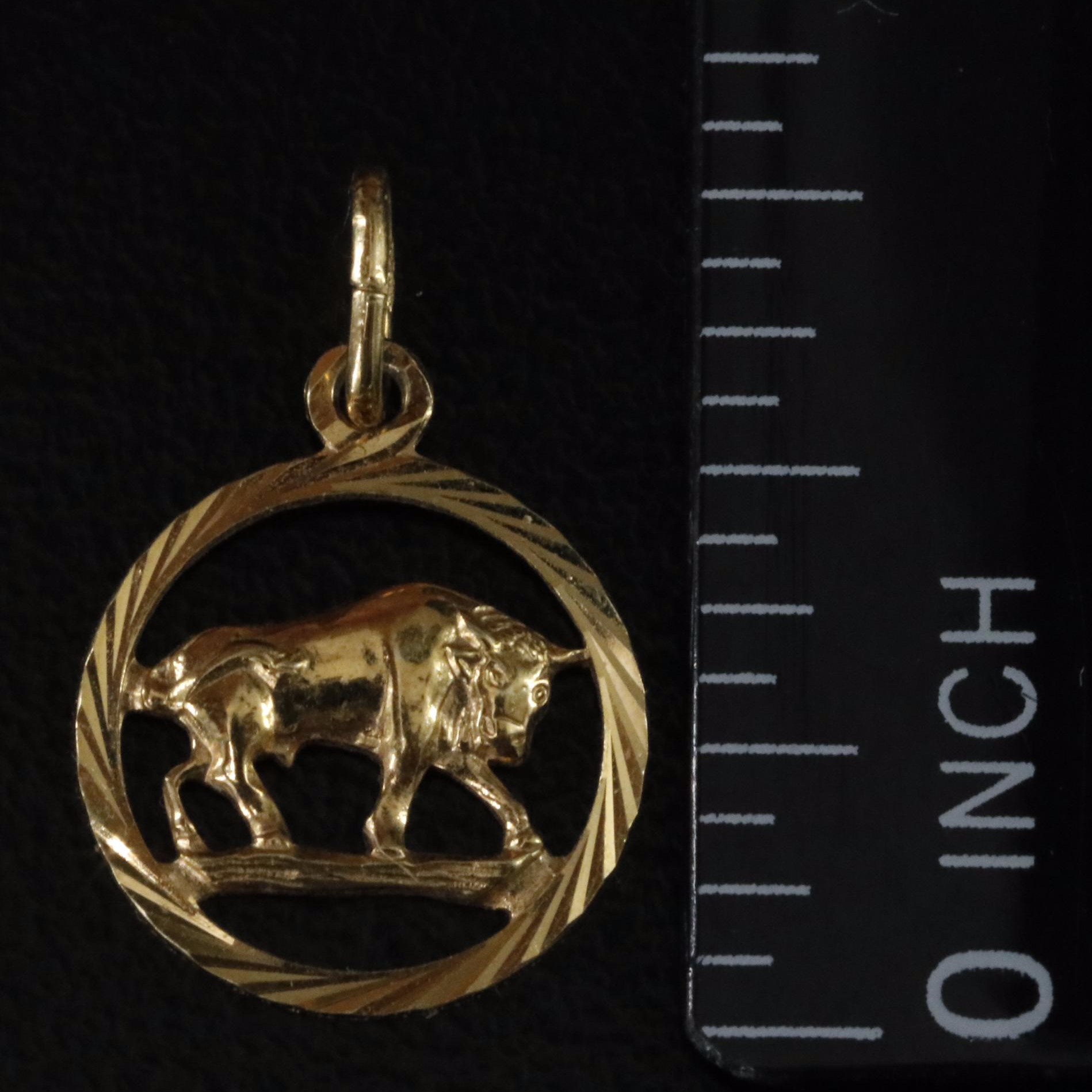 14K Taurus the Bull Zodiac Charm Pendant