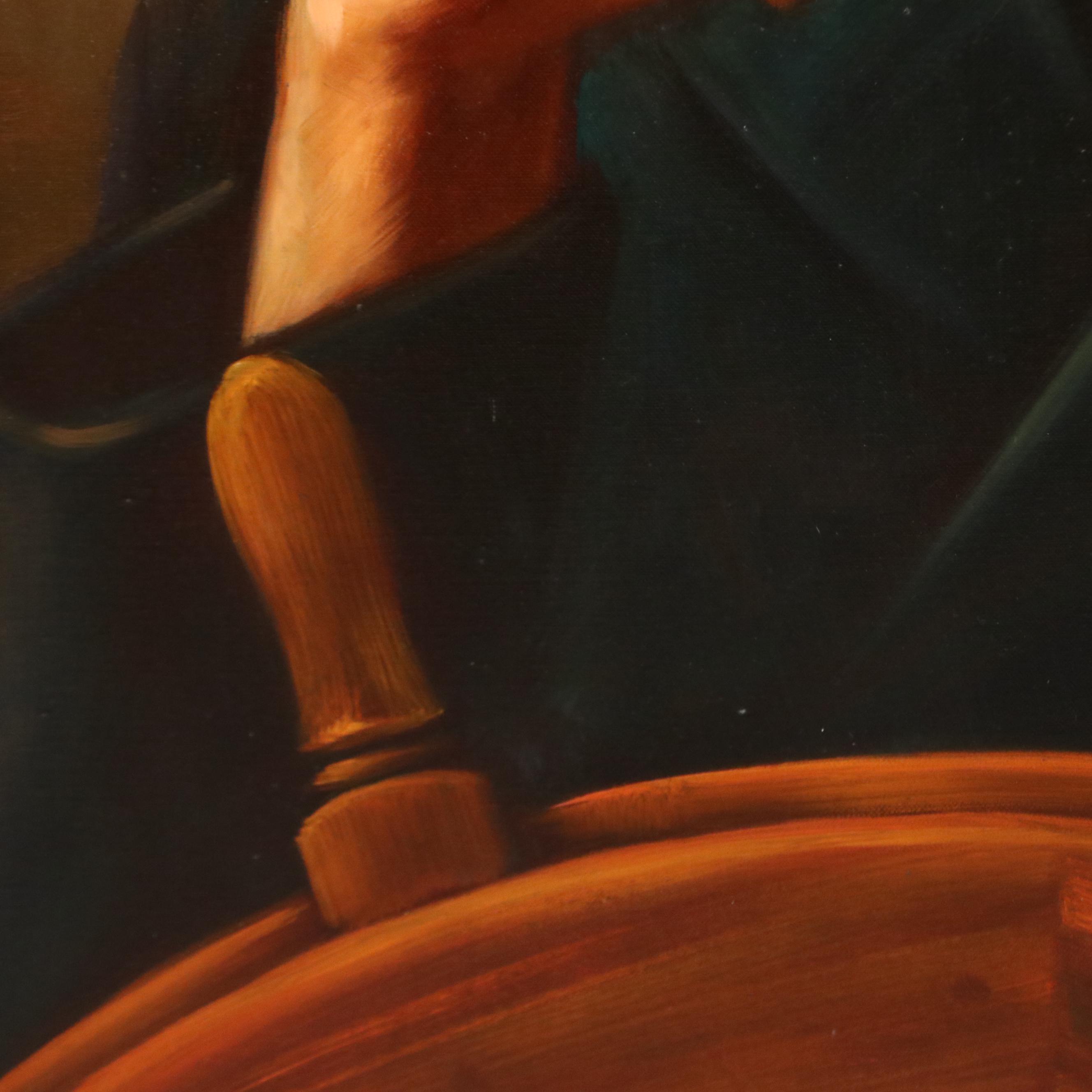 Lee Young Oil Portrait Painting of Seasoned Sea Captain, Late 20th Century