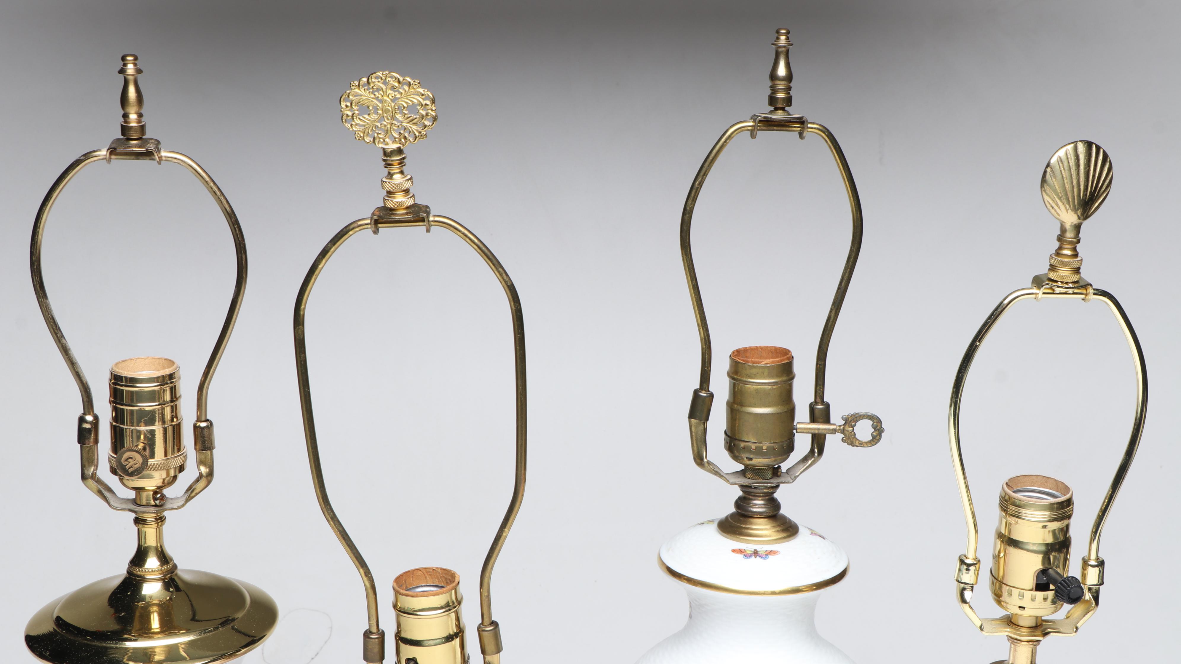 Chelsea House, Herend, and Other Floral Porcelain and Glass Table Lamps