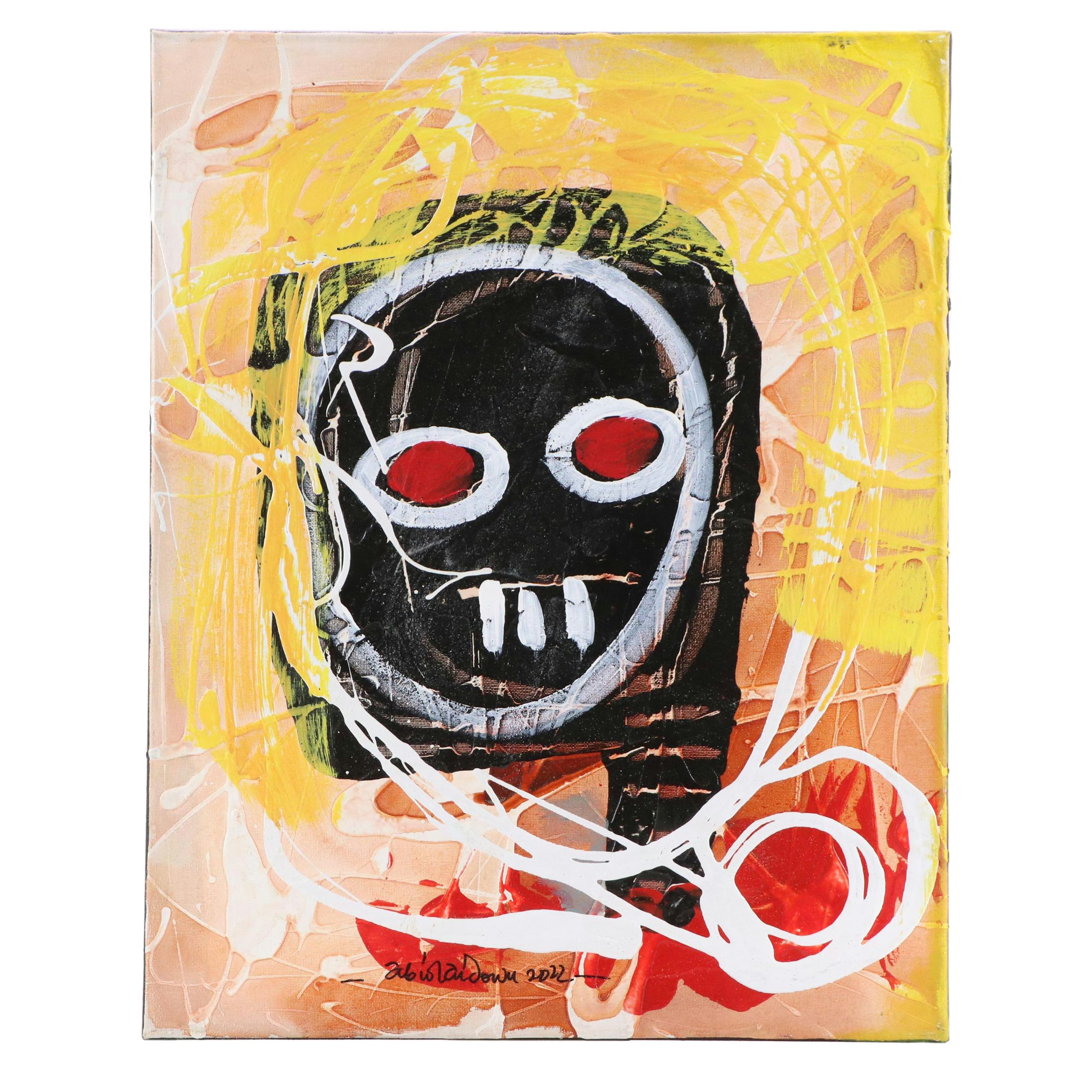 Abiola Idowu Stylized Mixed Media Portrait "Life Style," 2023