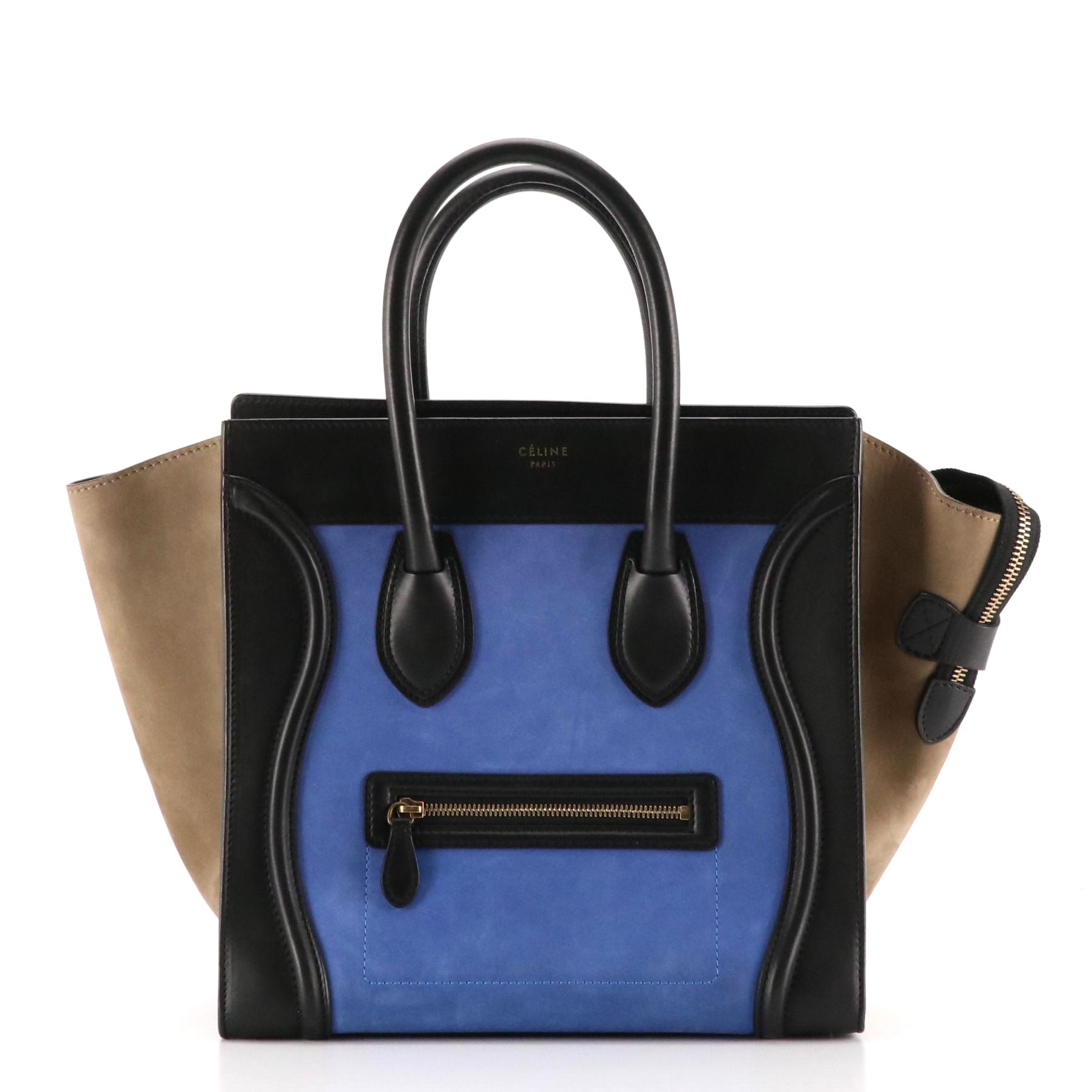 Céline Mini Luggage Tote in Bicolor Nubuck and Black Leather