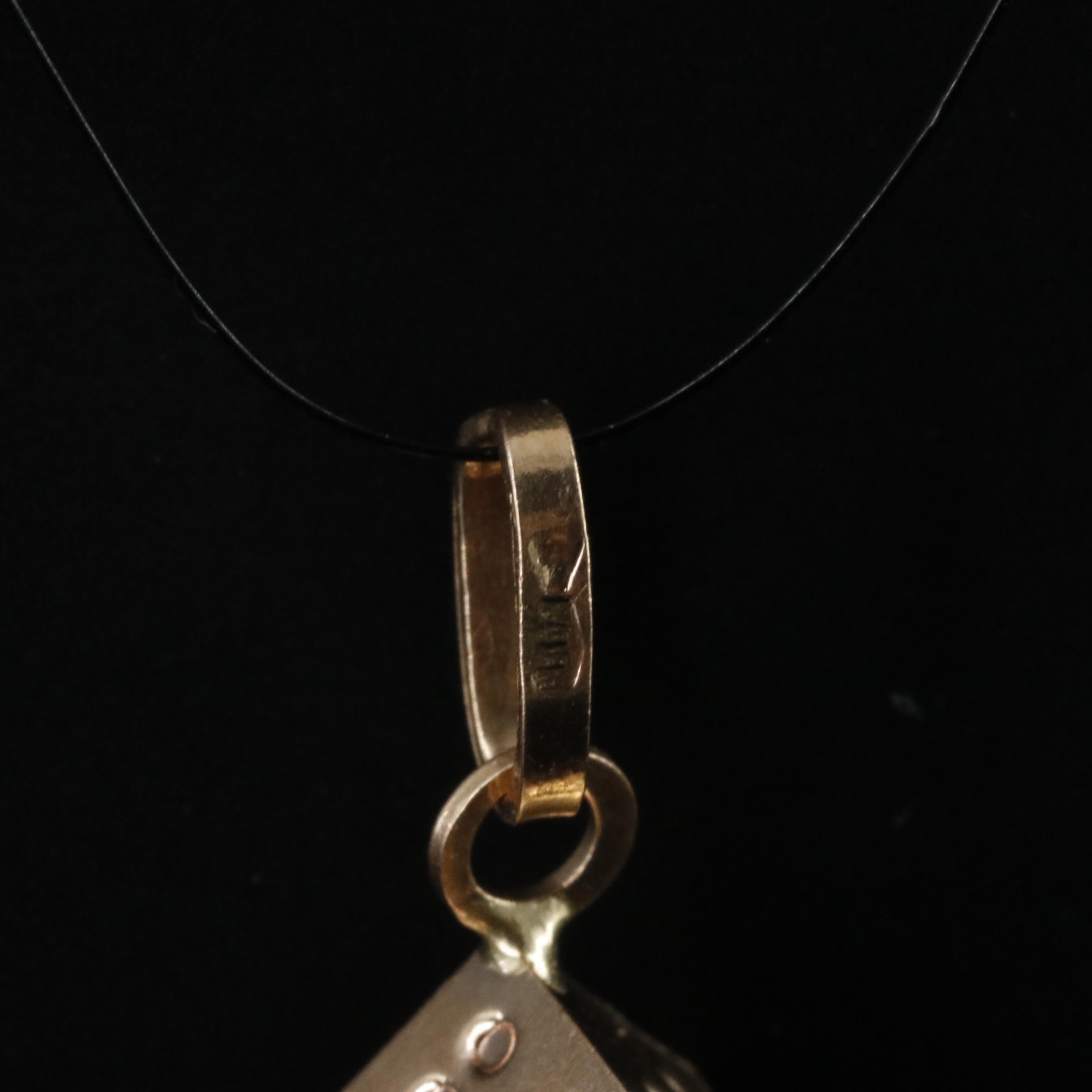 14K Rose Gold Dice Charm Pendant