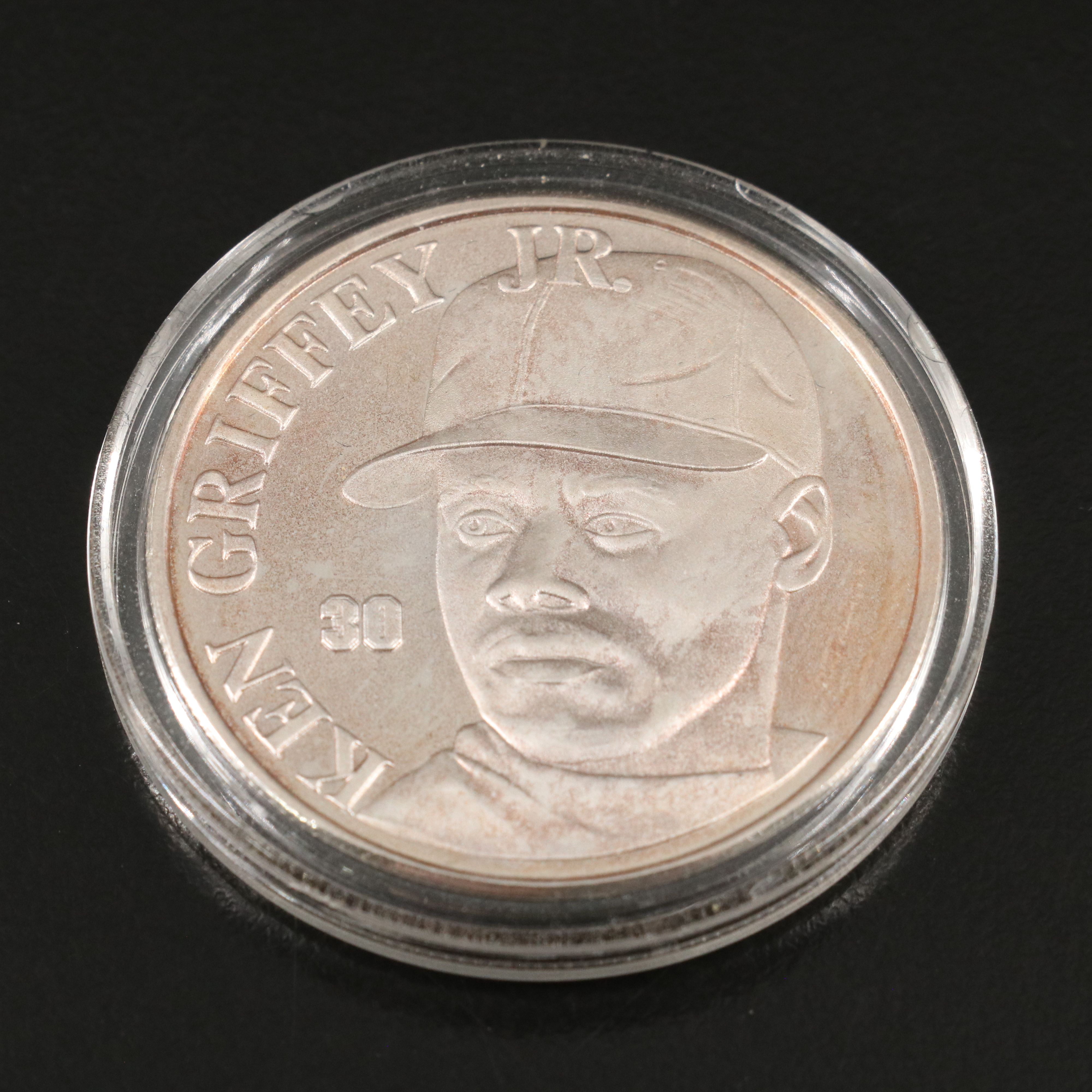 Ken Griffey Jr. Signed Golf Ball with The Highland Mint Silver Coin
