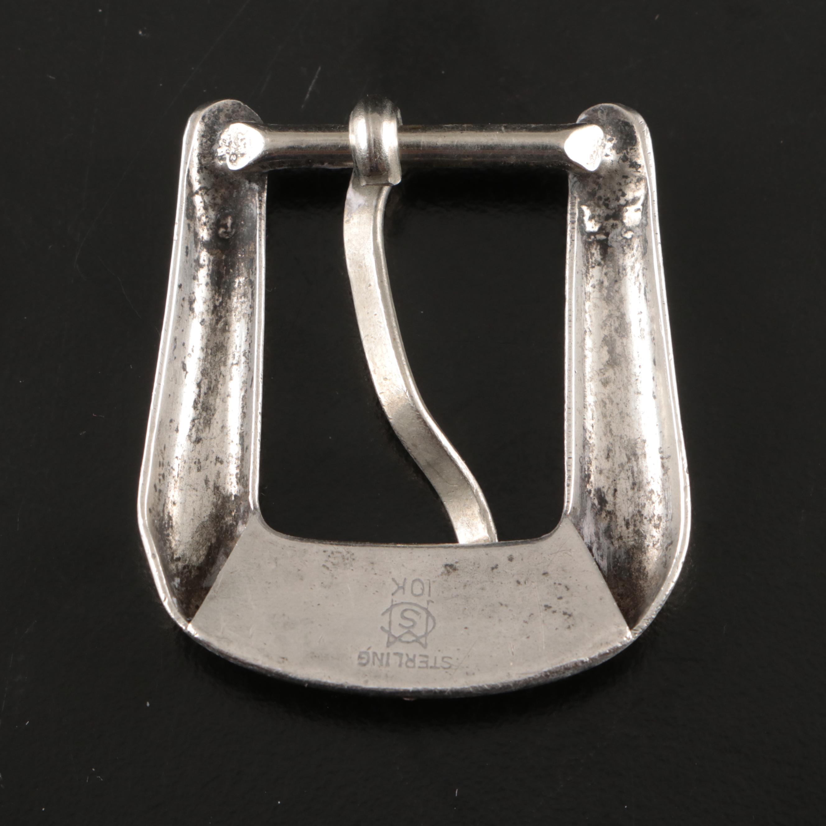 American Sterling Silver and 10K Gold Belt Buckle