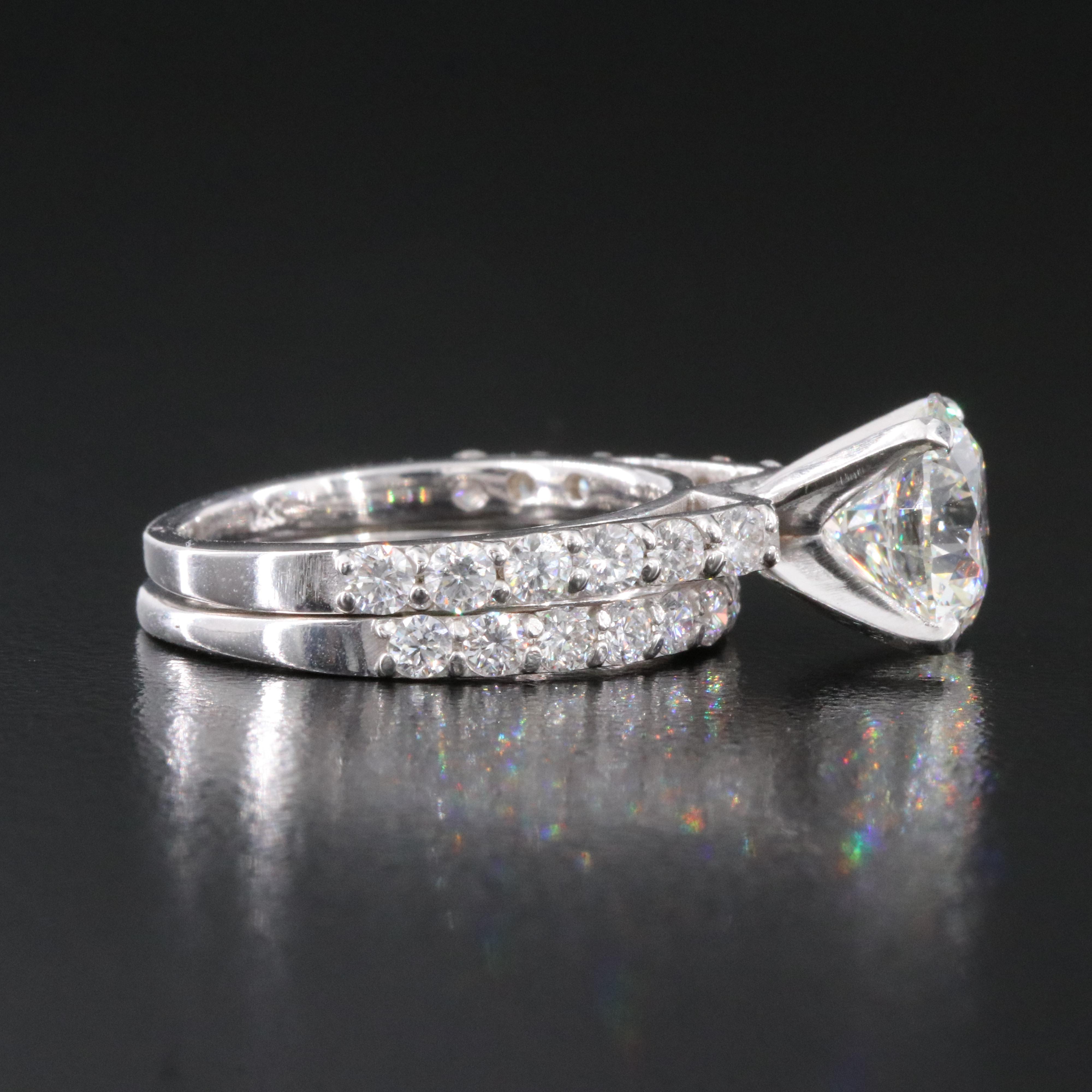 14K 4.17 CTW Lab Grown Diamond Ring Set with IGI Report