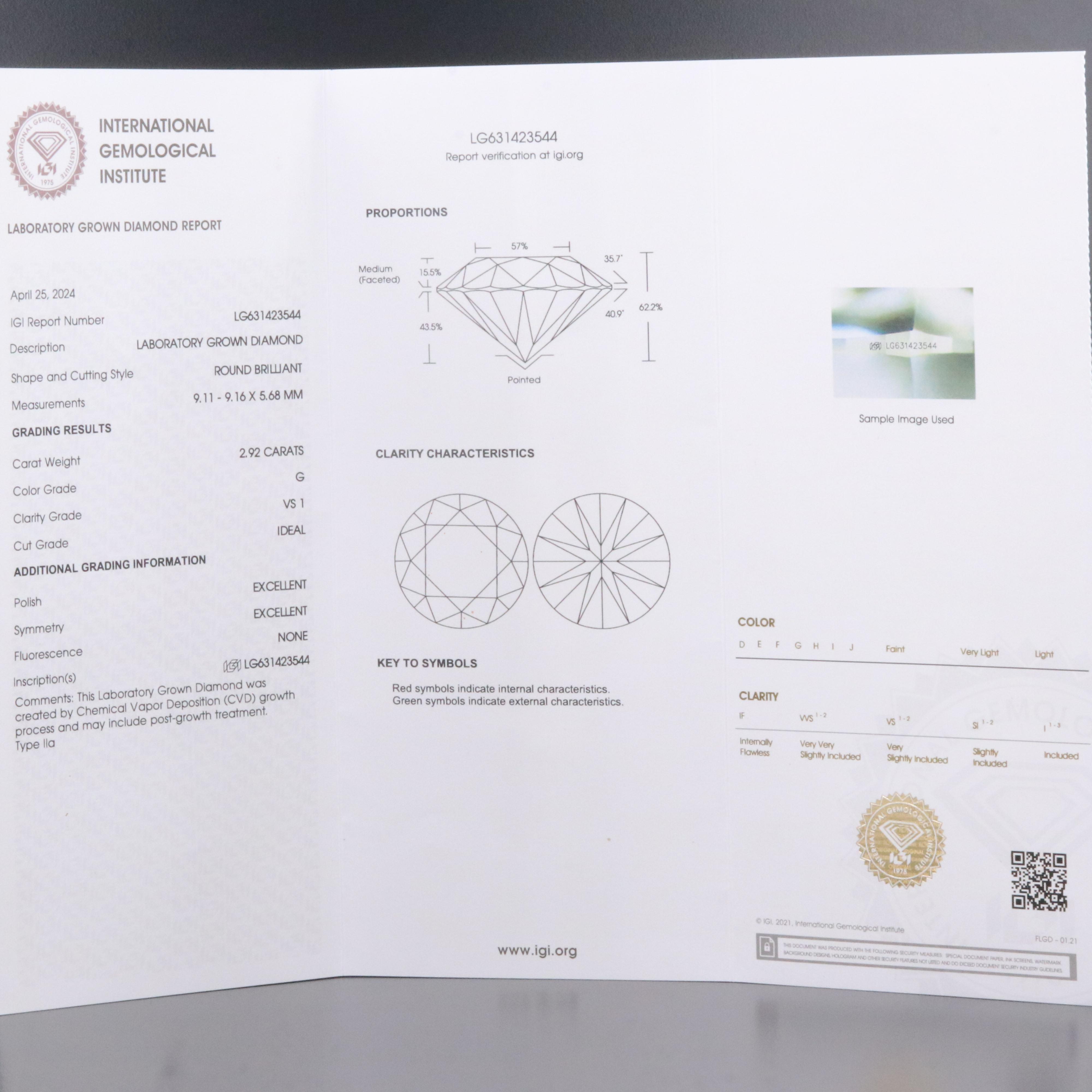 14K 4.17 CTW Lab Grown Diamond Ring Set with IGI Report