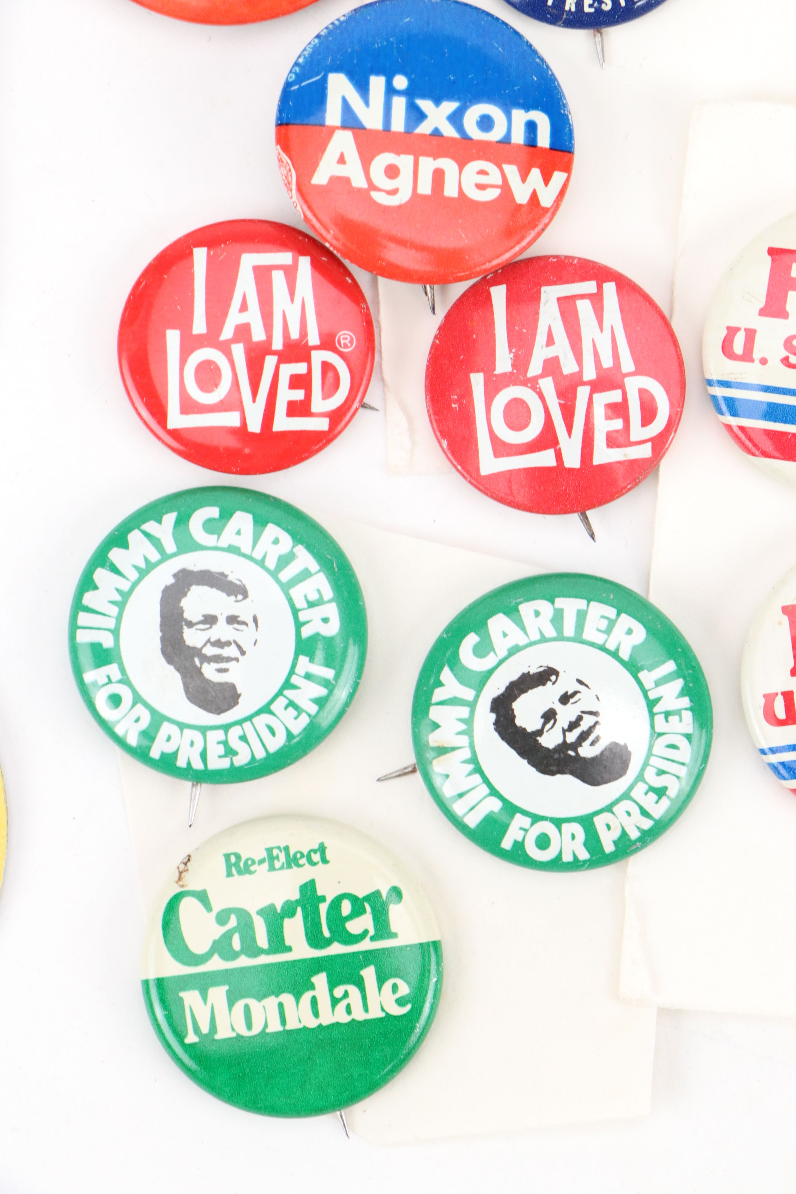 Henry Wallace, Jimmy Carter with Other Pinbacks and Patches, Mid to Late 20th C.