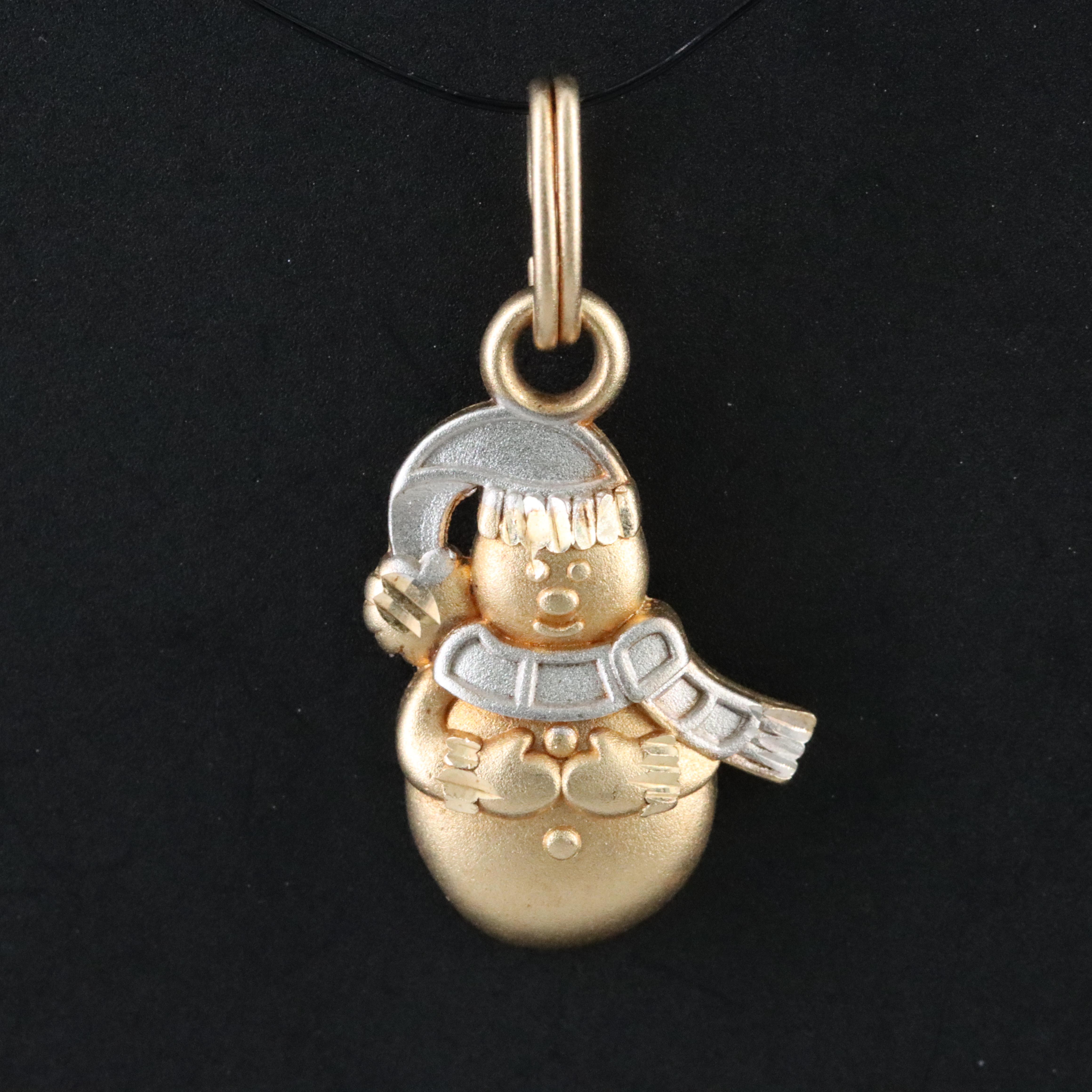 14K Two-Tone Snowman Pendant