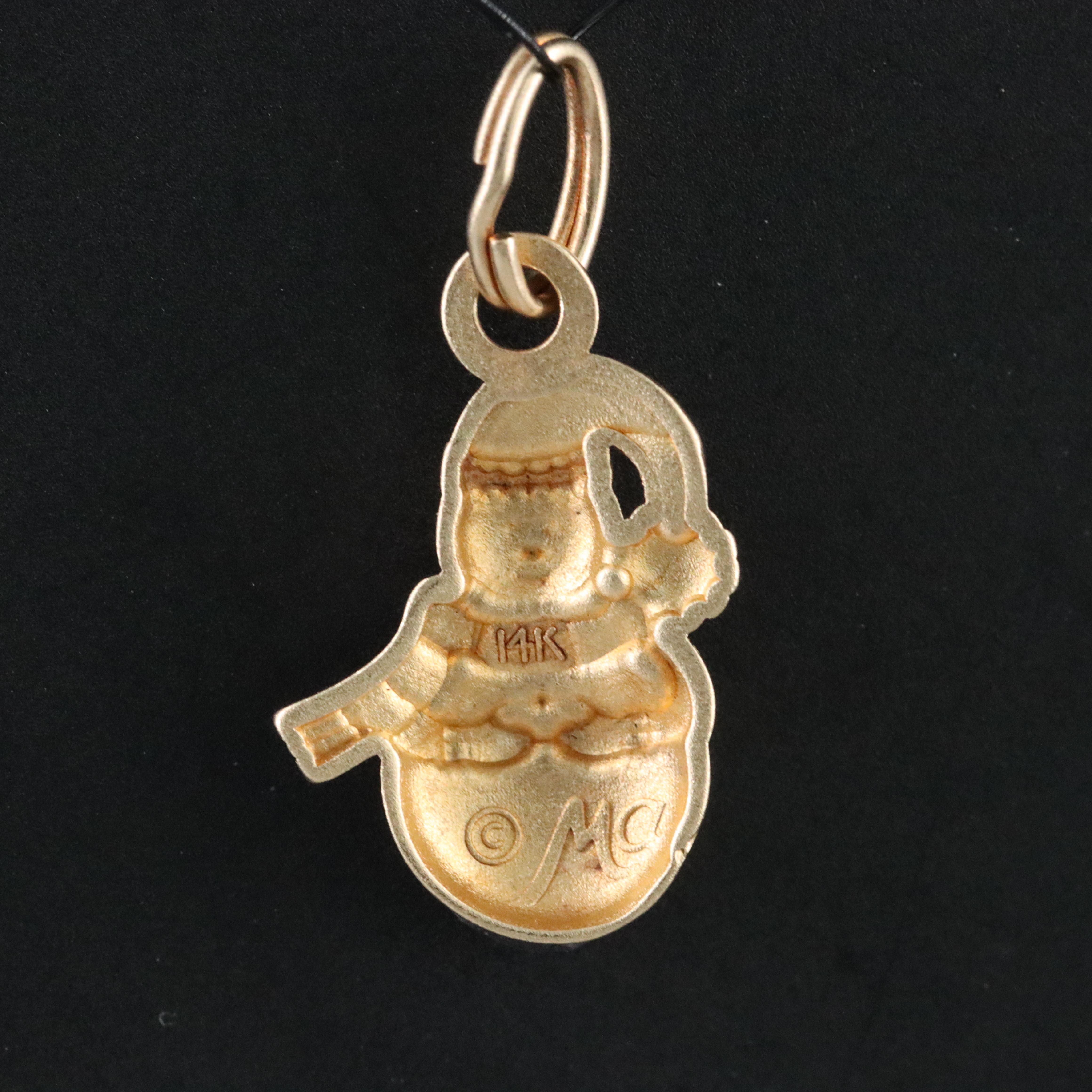14K Two-Tone Snowman Pendant