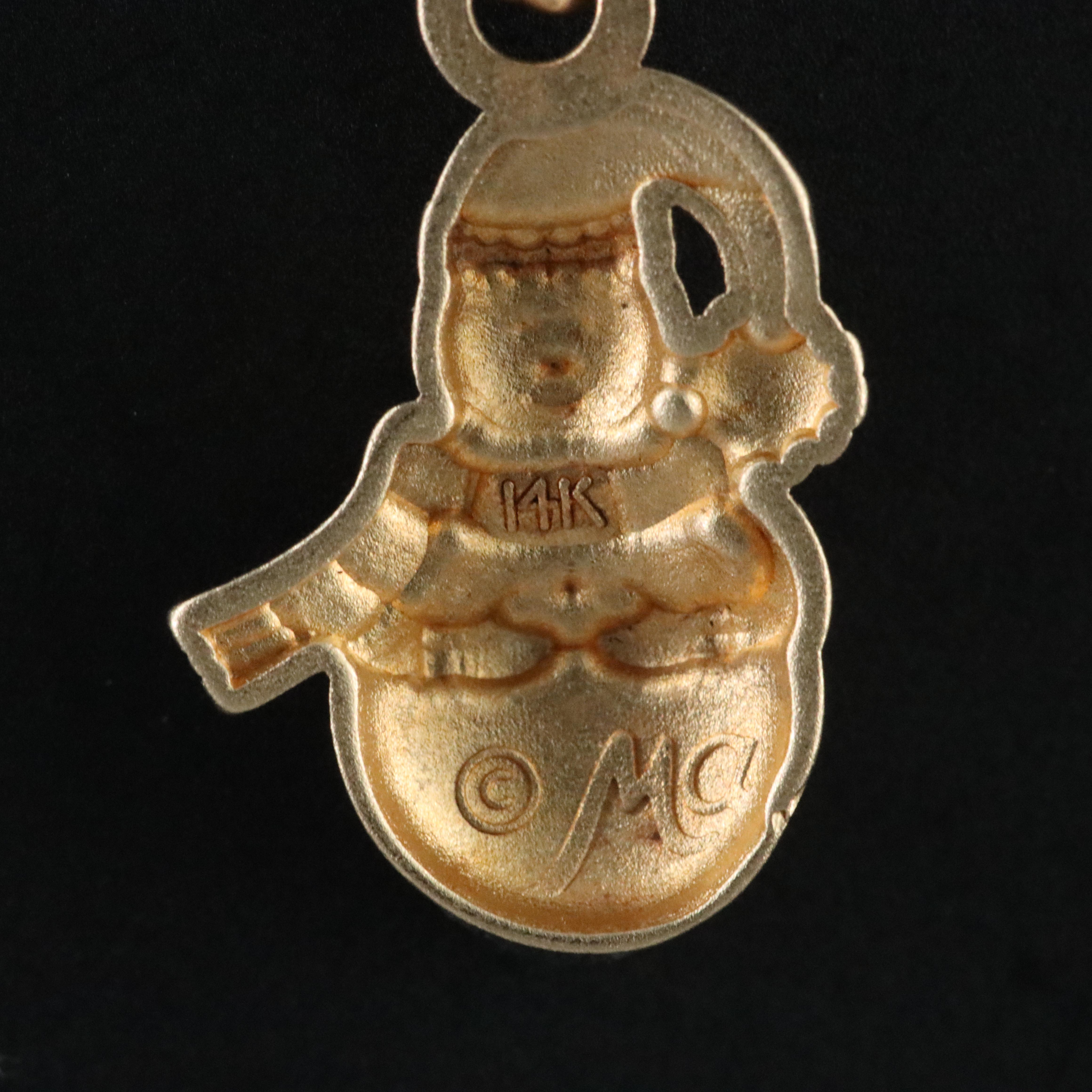 14K Two-Tone Snowman Pendant