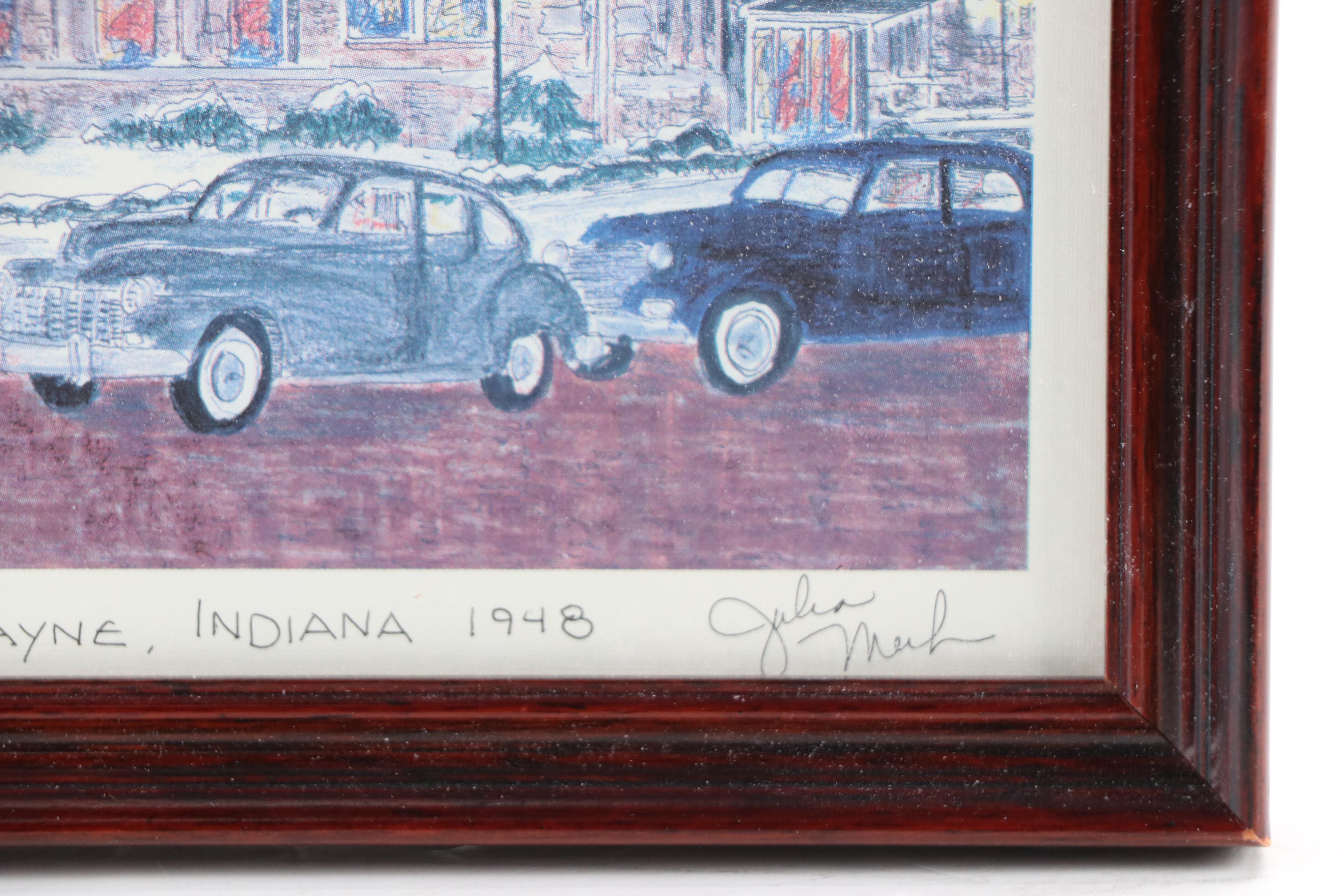 Julia Meek Offset Lithograph of Baker Street Train Station, Fort Wayne