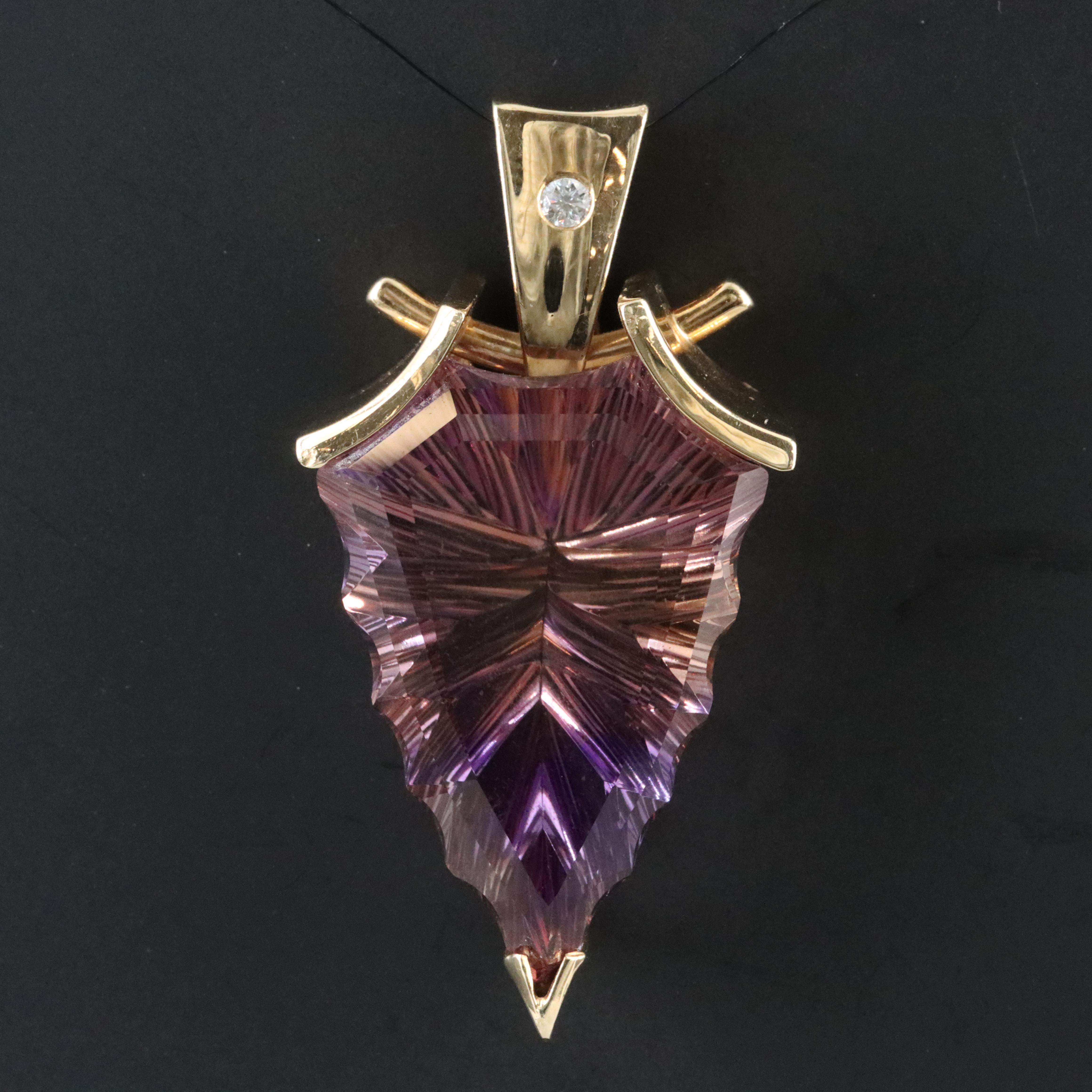 14K Ametrine and Diamond Enhancer Pendant