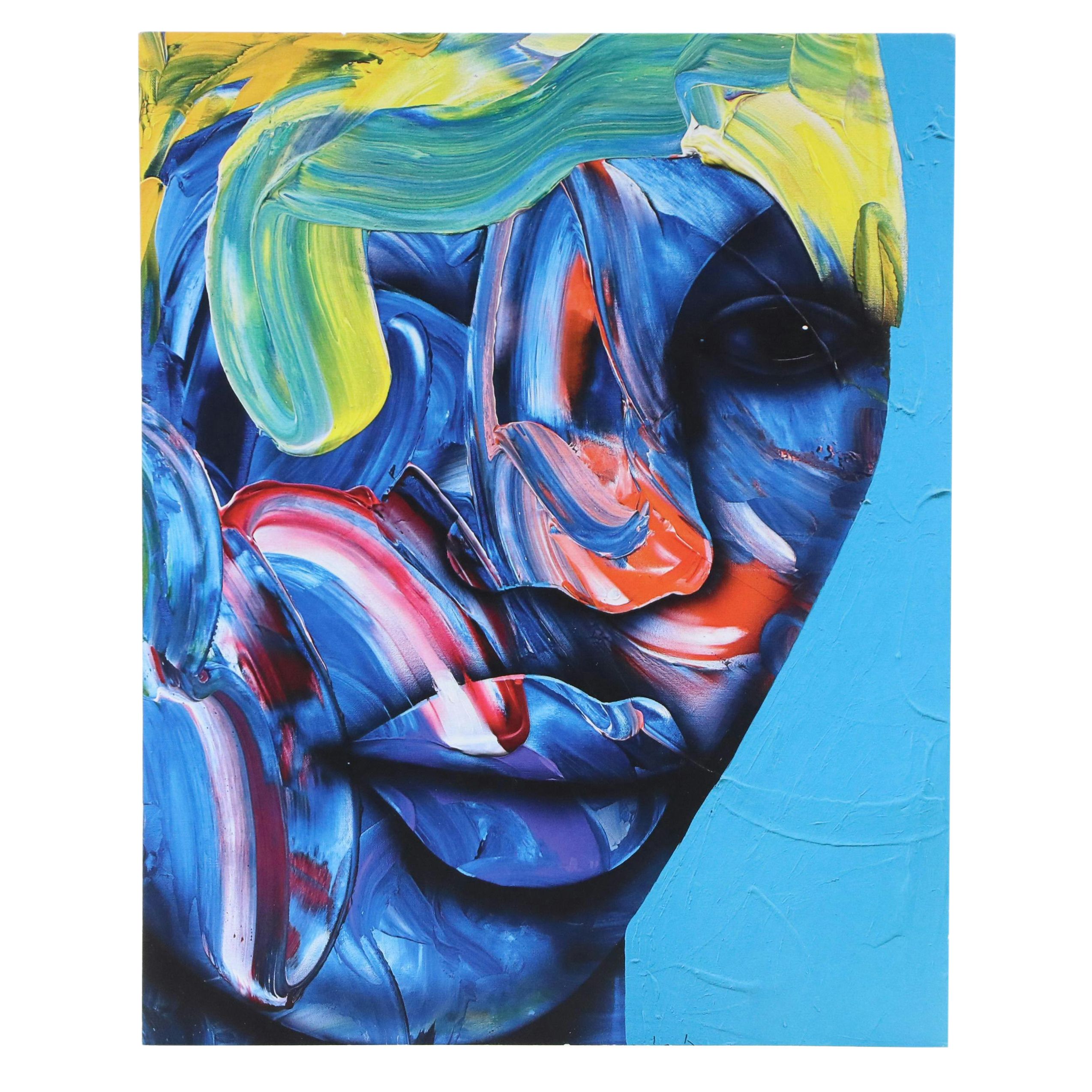 Abiola Idowu Stylized Offset Lithograph Portrait, 21st Century