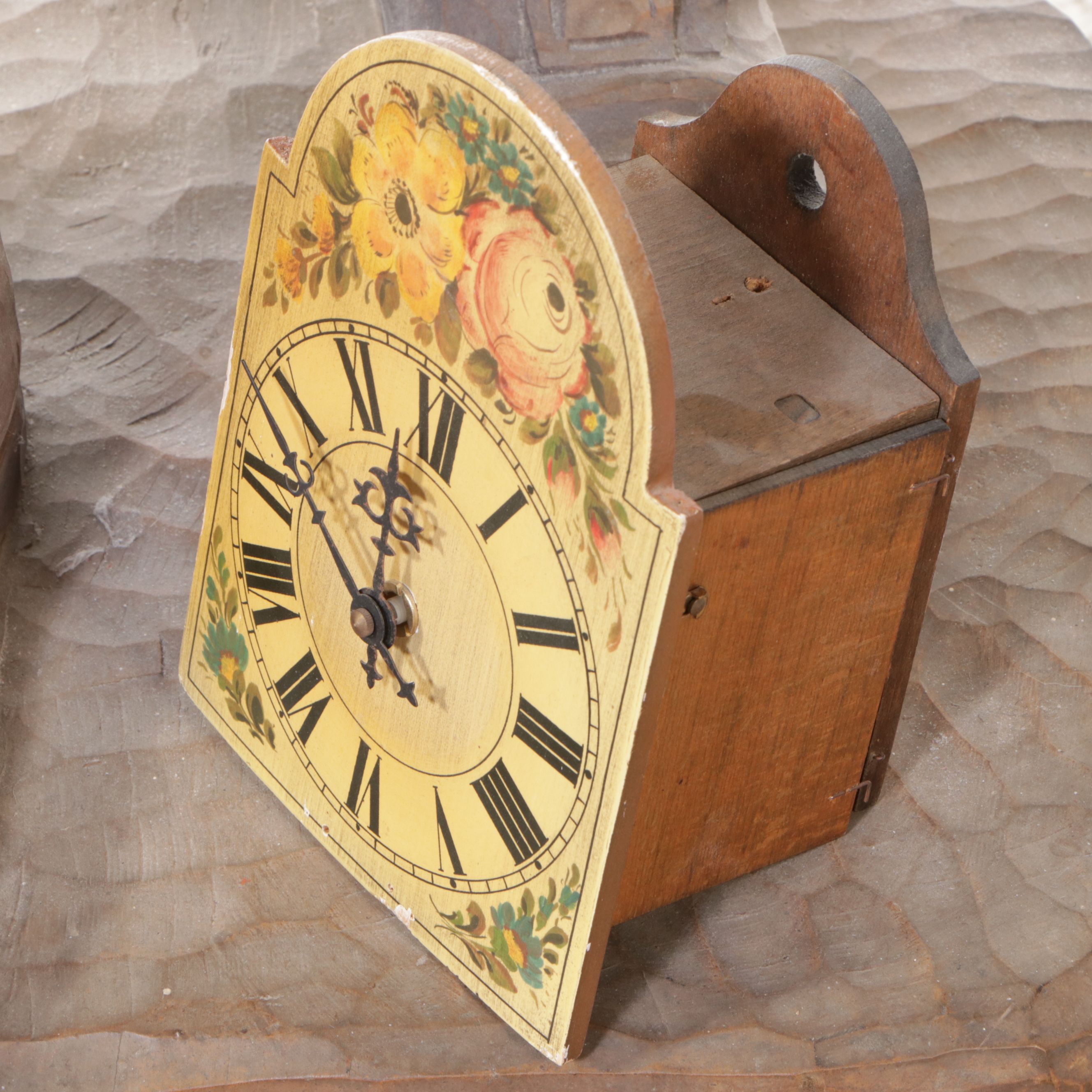 Carved Wood Clock Peddler Statue