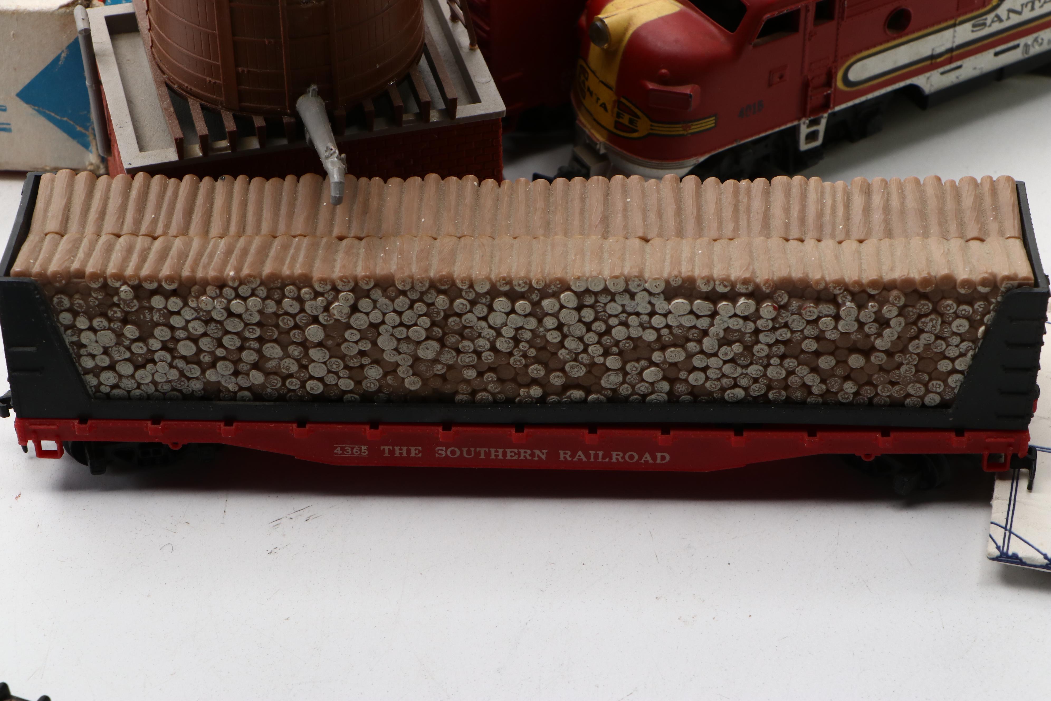 Santa Fe F7  Locomotives with Boxcars, Accessories and Other Model Trains