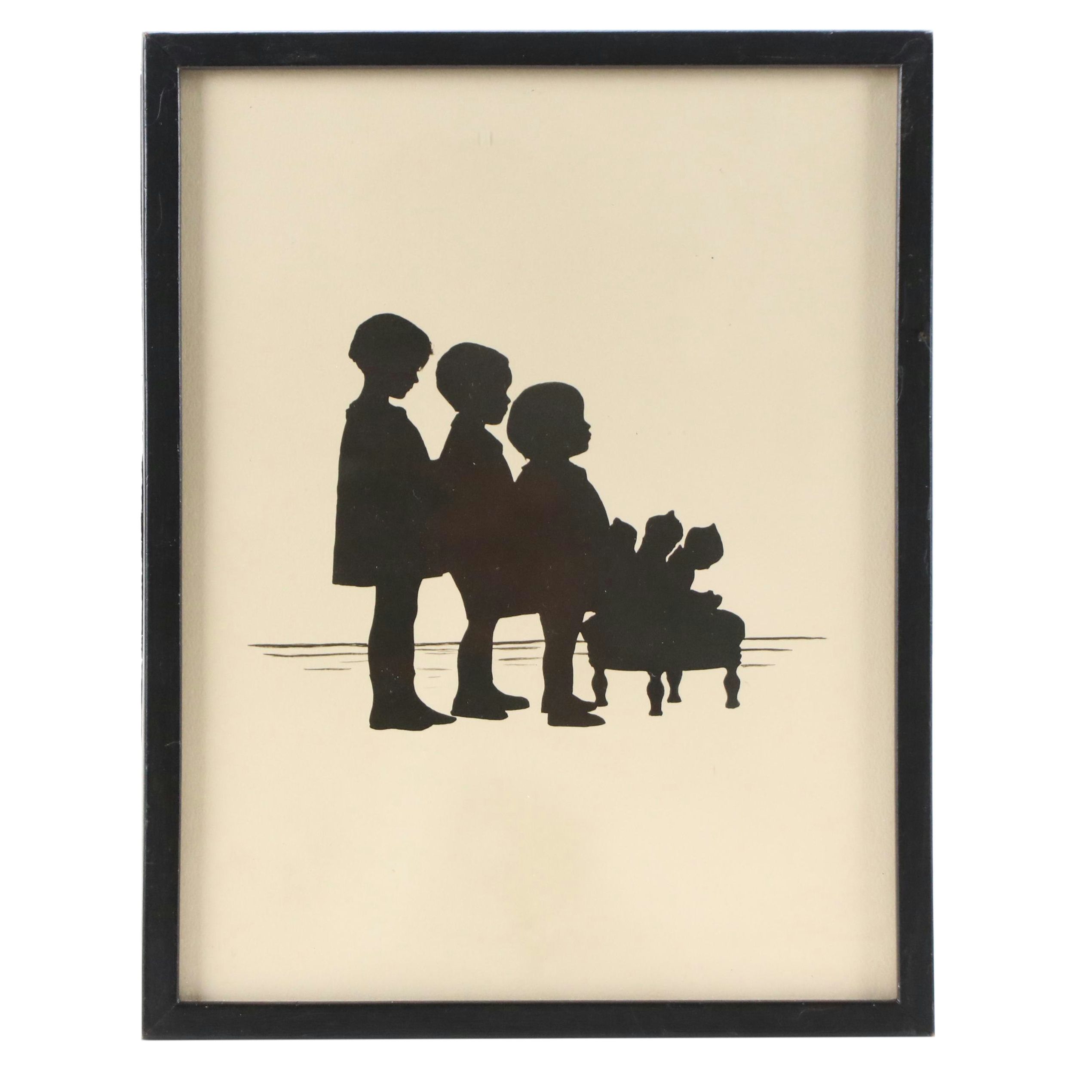 Silhouette Ink Drawing of Children