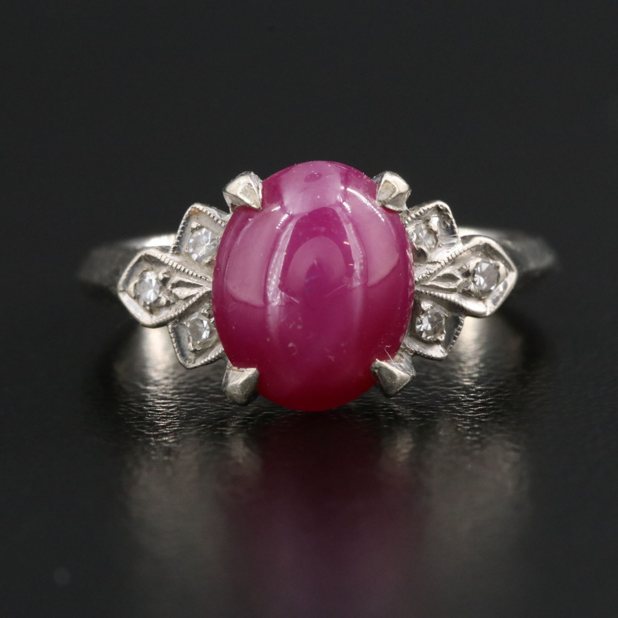 14K Star Ruby and Diamond Ring