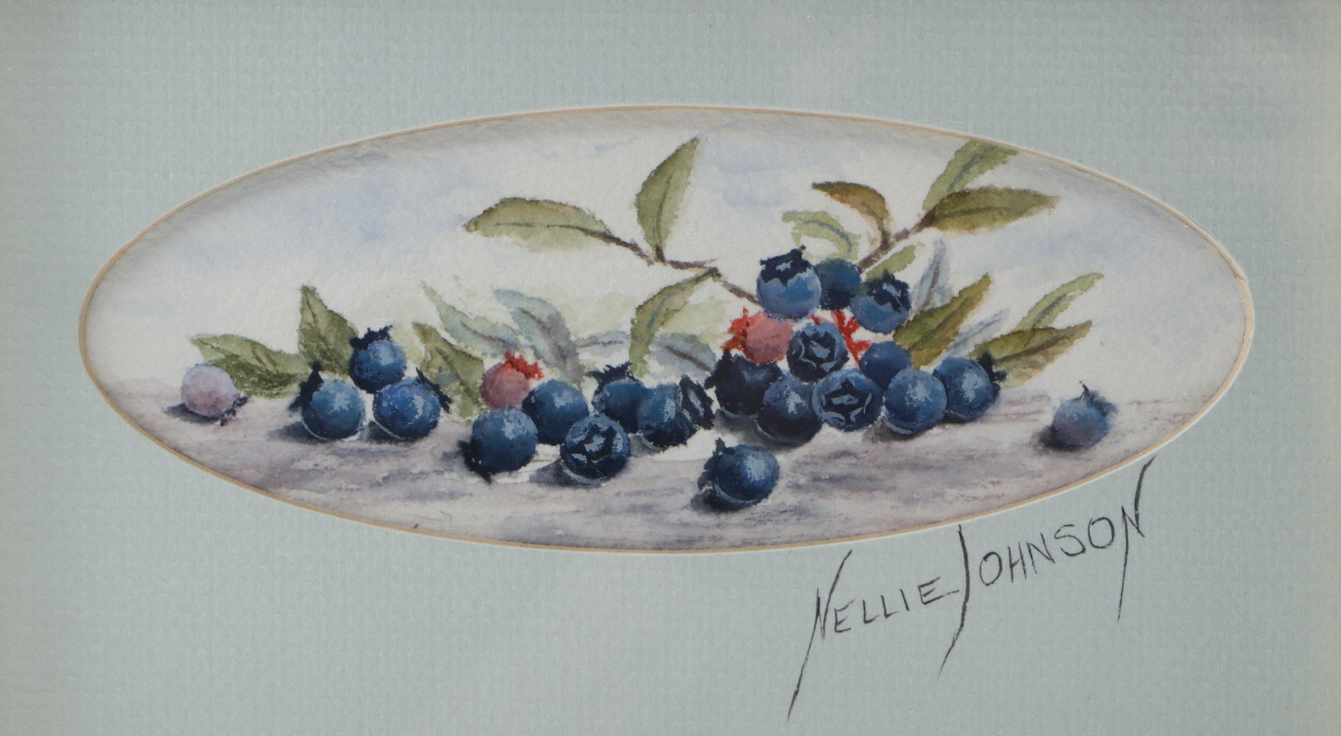 Nellie Johnson Watercolor Painting "Maine Blueberries"