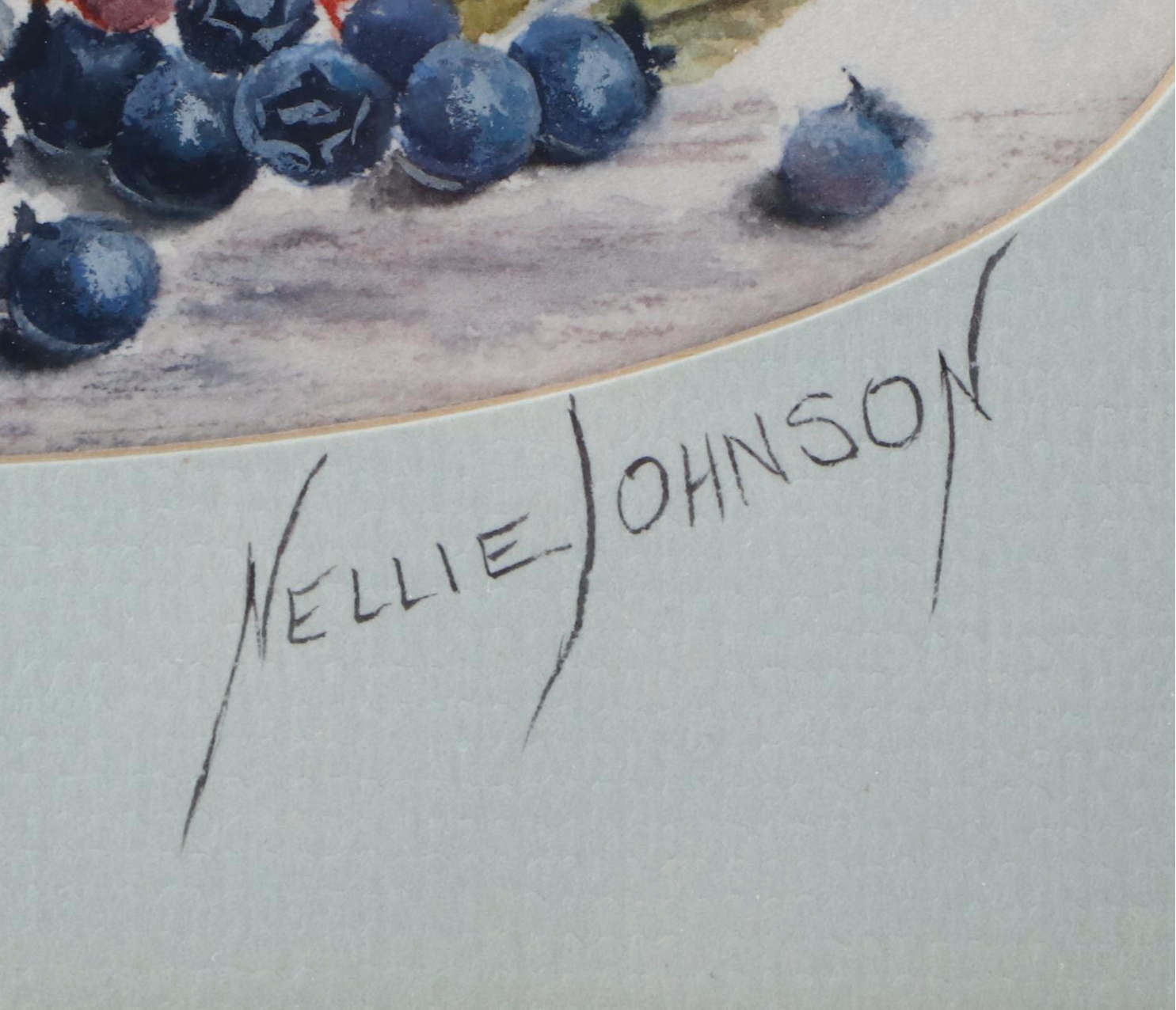 Nellie Johnson Watercolor Painting "Maine Blueberries"