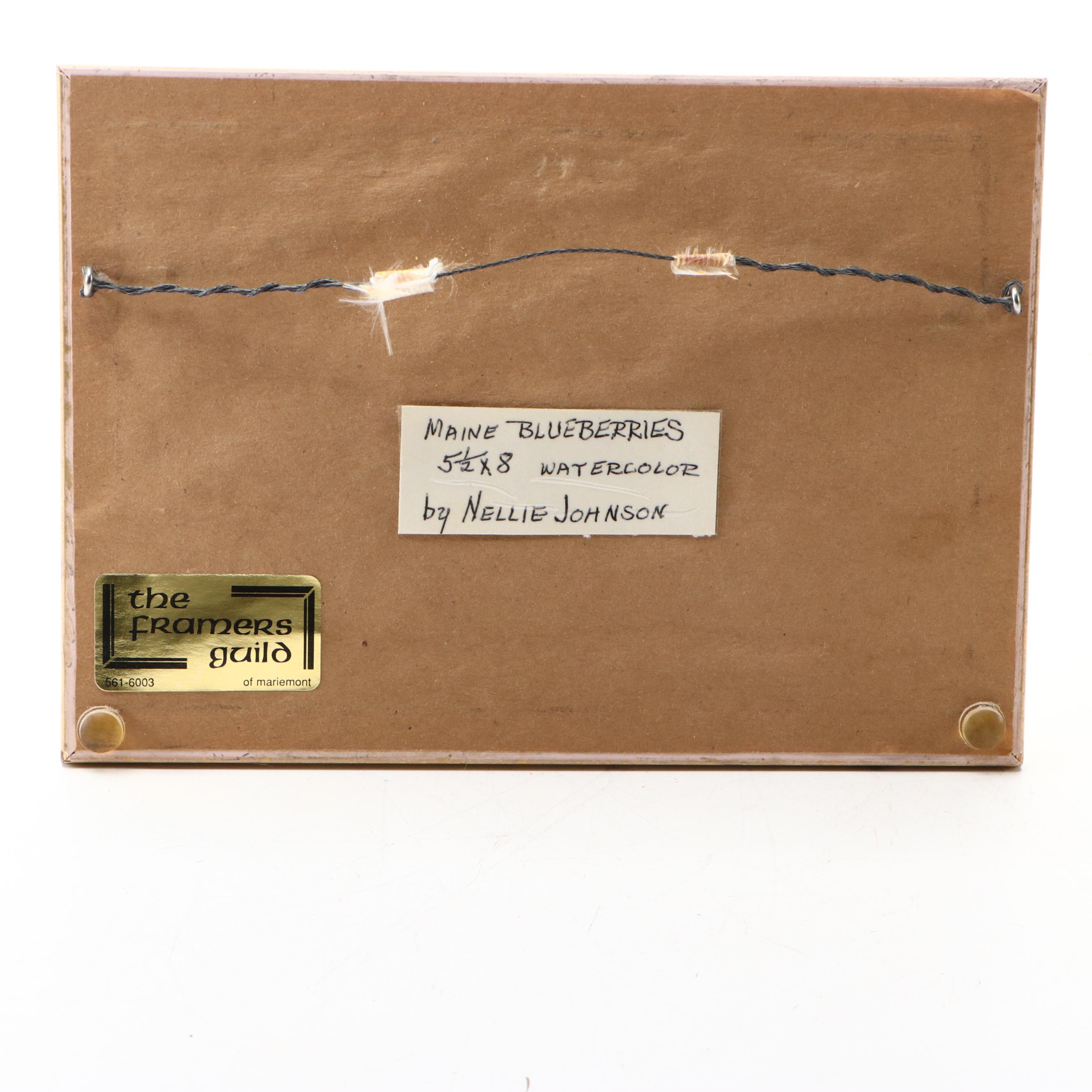 Nellie Johnson Watercolor Painting "Maine Blueberries"