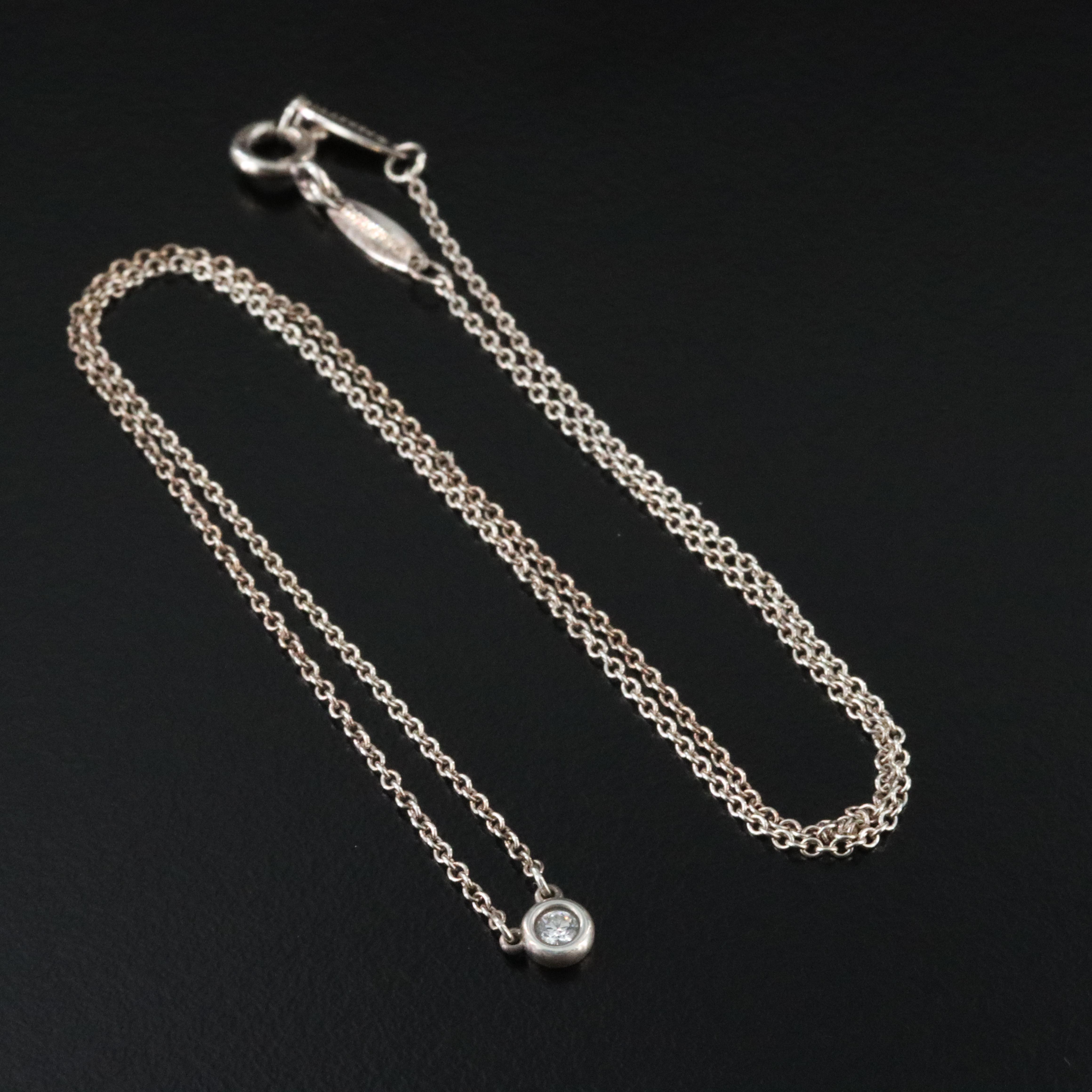 Elsa Peretti for Tiffany & Co. Sterling Diamond Solitaire Necklace