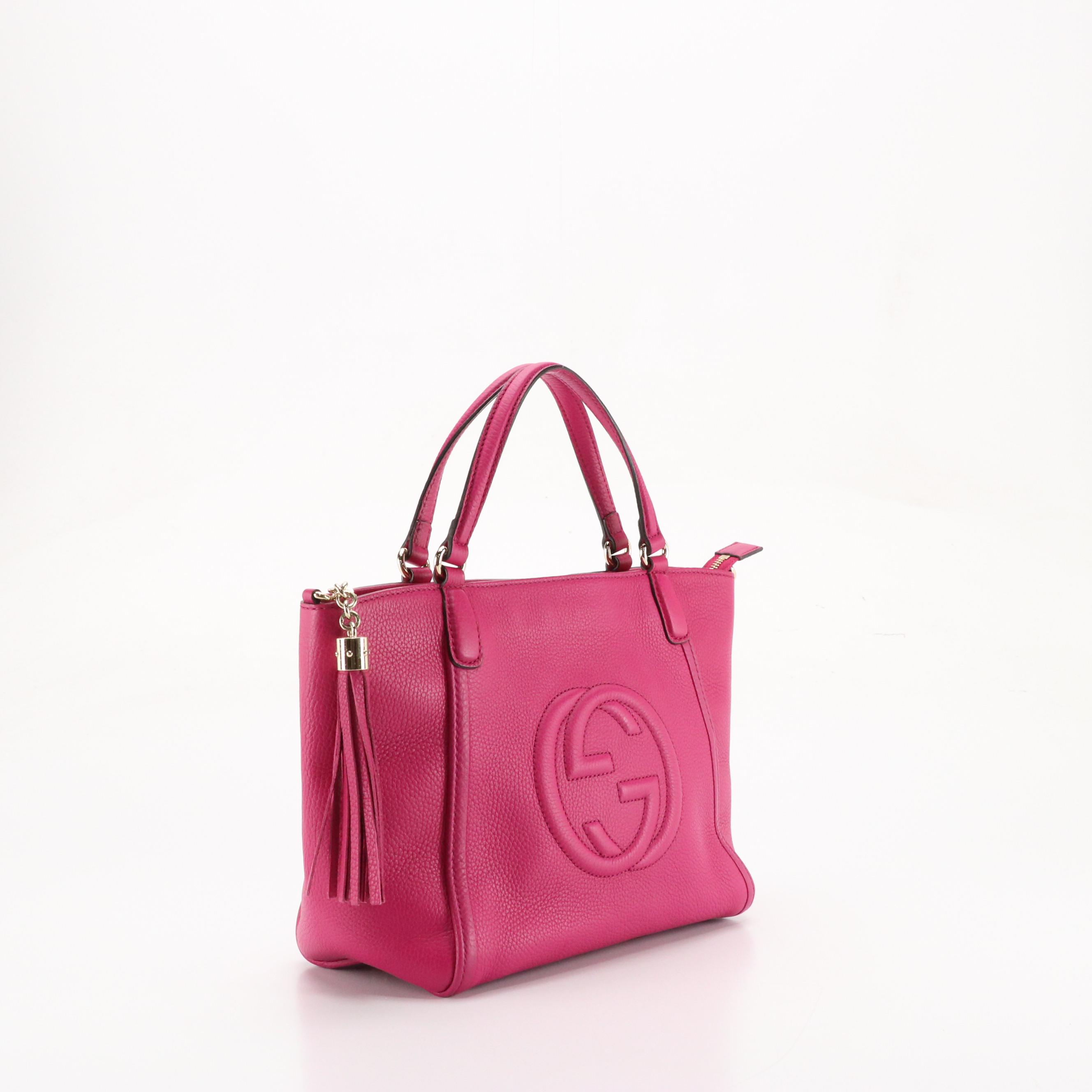 Gucci Tassel Zip Soho Two-Way Tote Bag in Magenta Grained Calfskin Leather