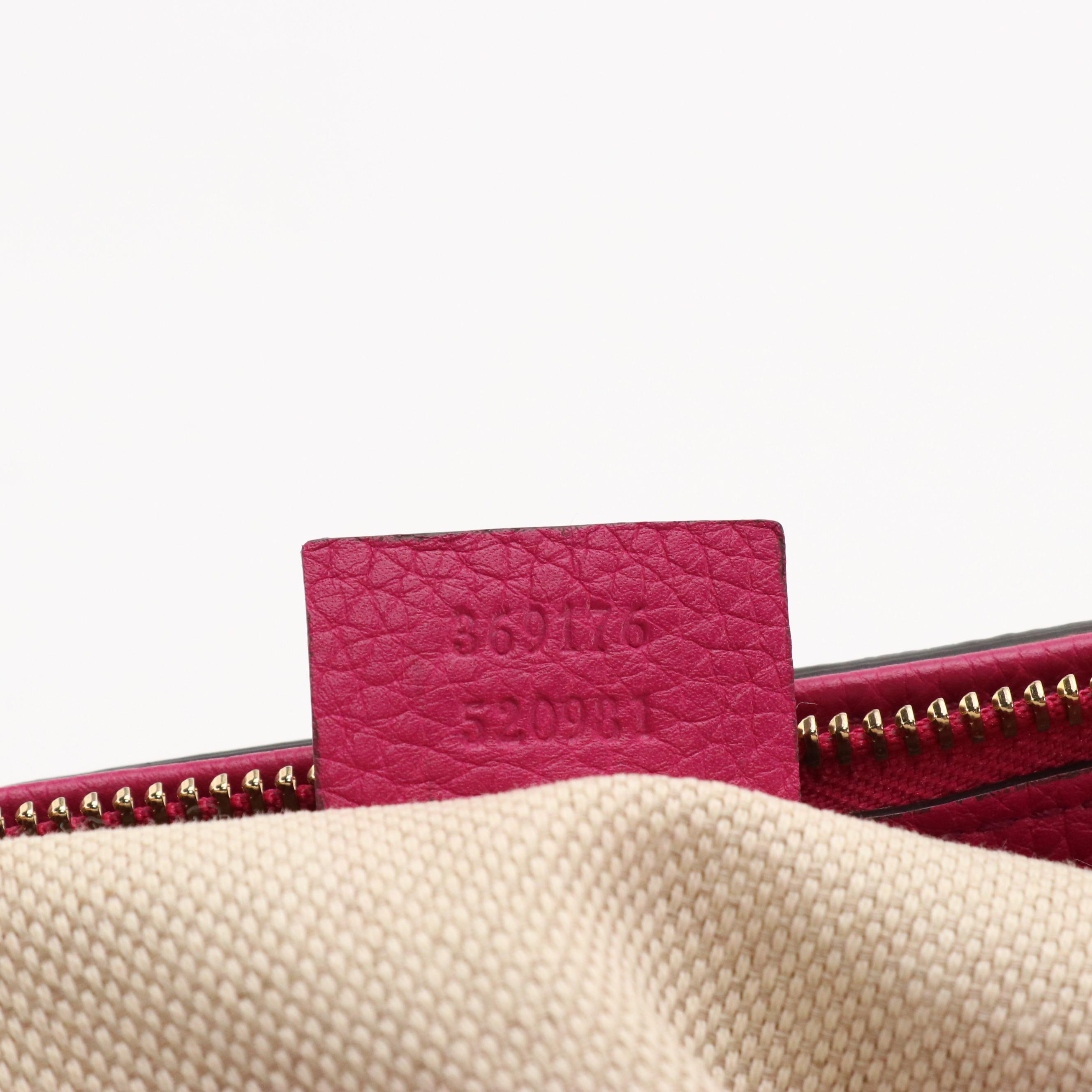 Gucci Tassel Zip Soho Two-Way Tote Bag in Magenta Grained Calfskin Leather