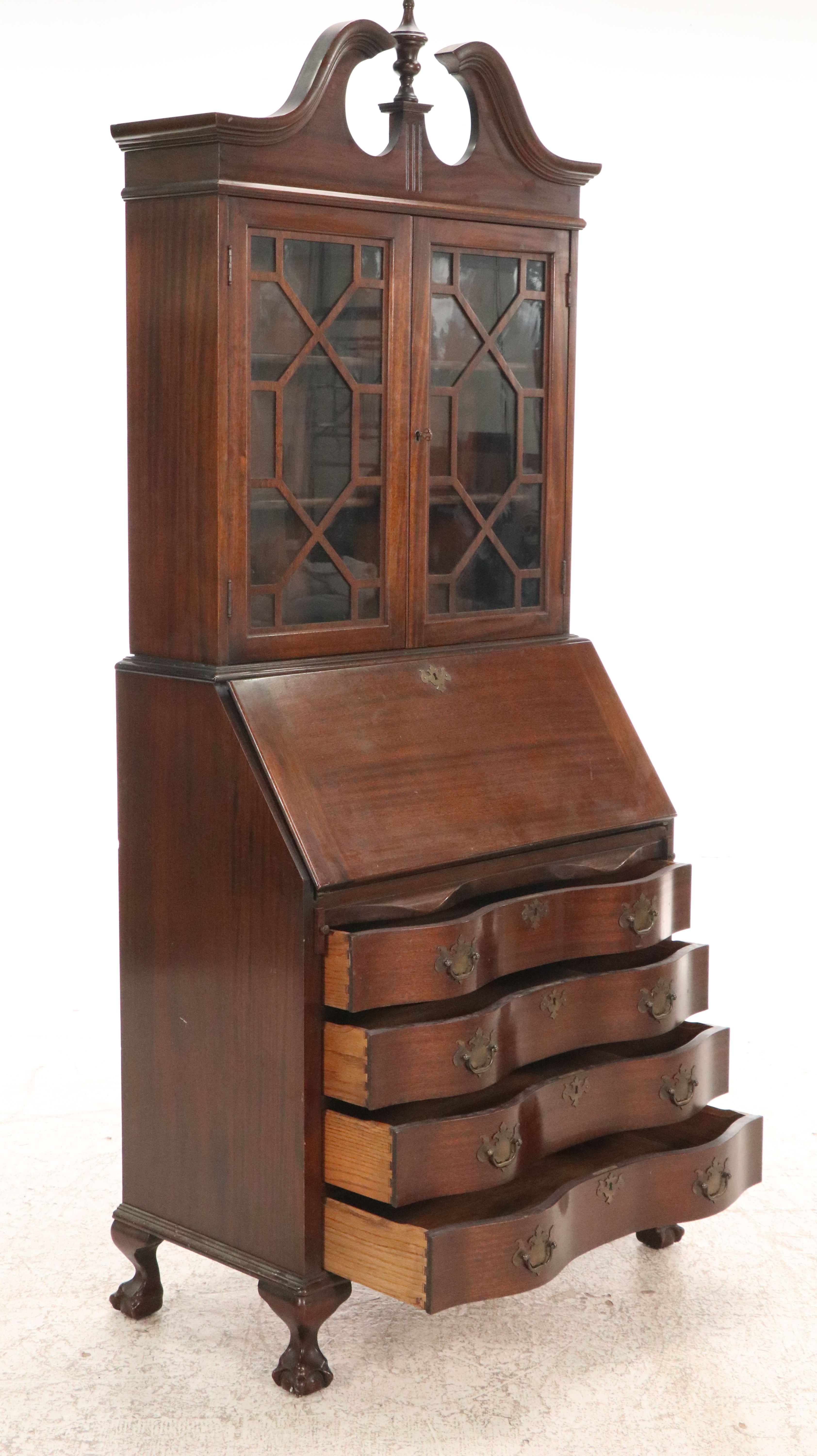 Chippendale Style Mahogany Secretary Desk