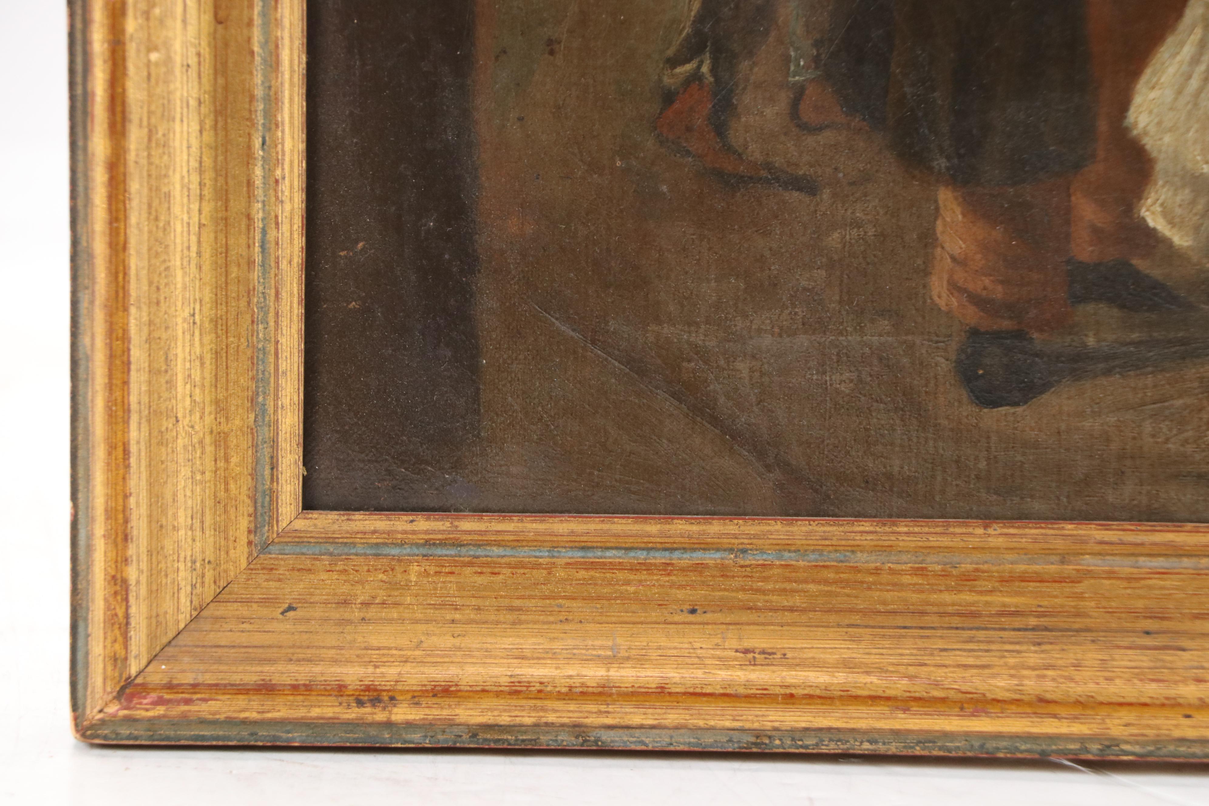 Spanish School Costumbrismo Style Oil Painting of Brothel Scene, Mid-19th C.