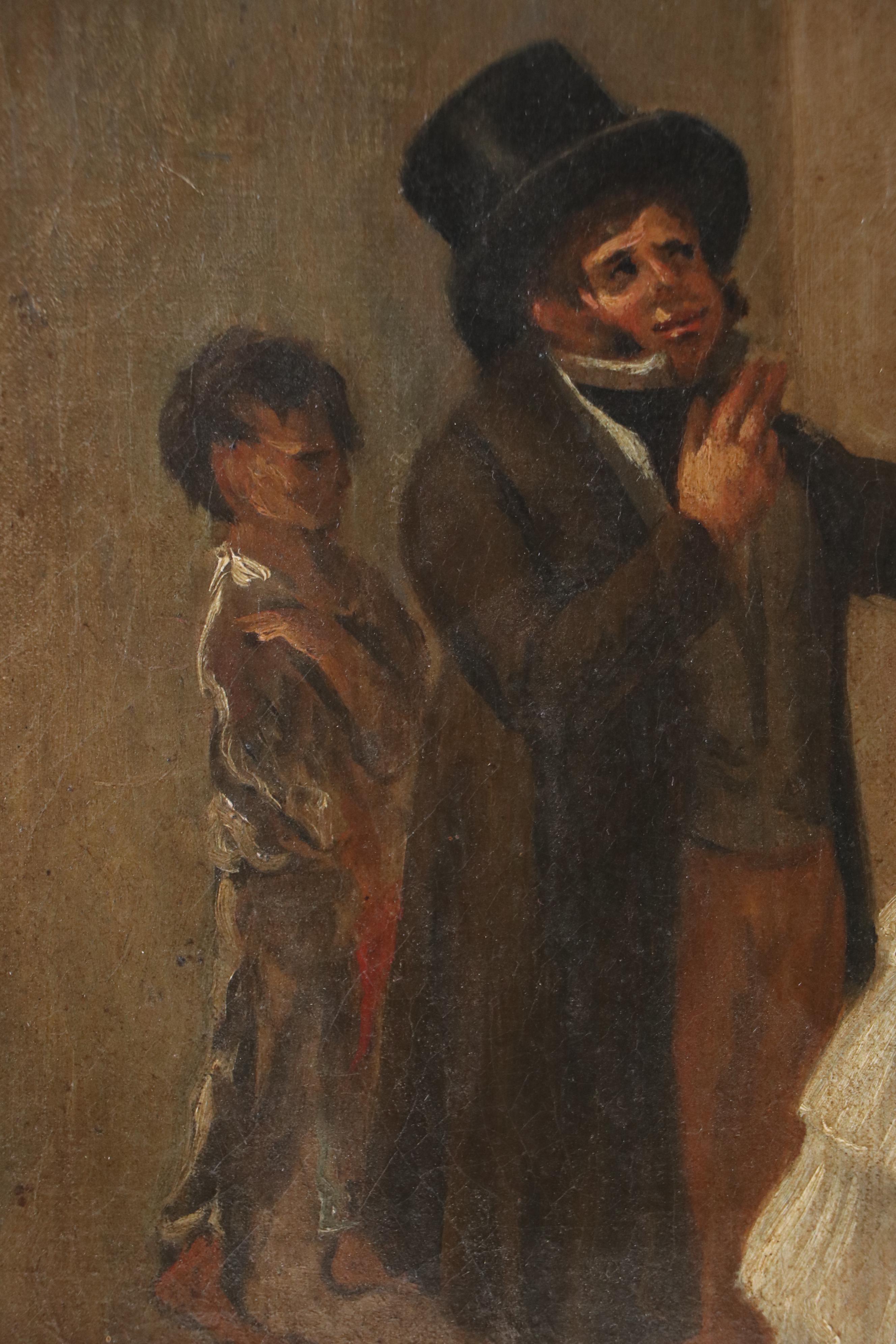 Spanish School Costumbrismo Style Oil Painting of Brothel Scene, Mid-19th C.