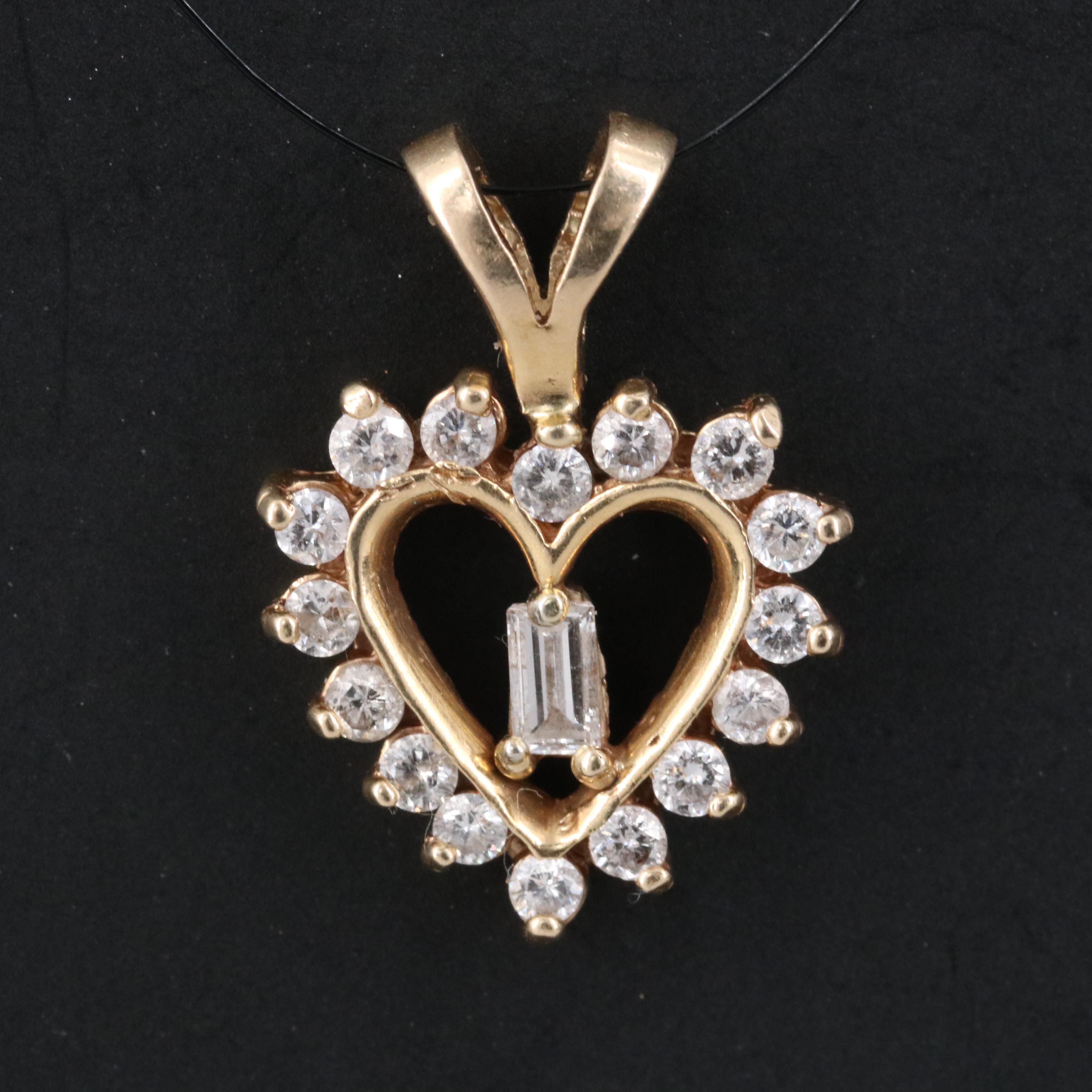 14K 0.59 CTW Diamond Heart Pendant