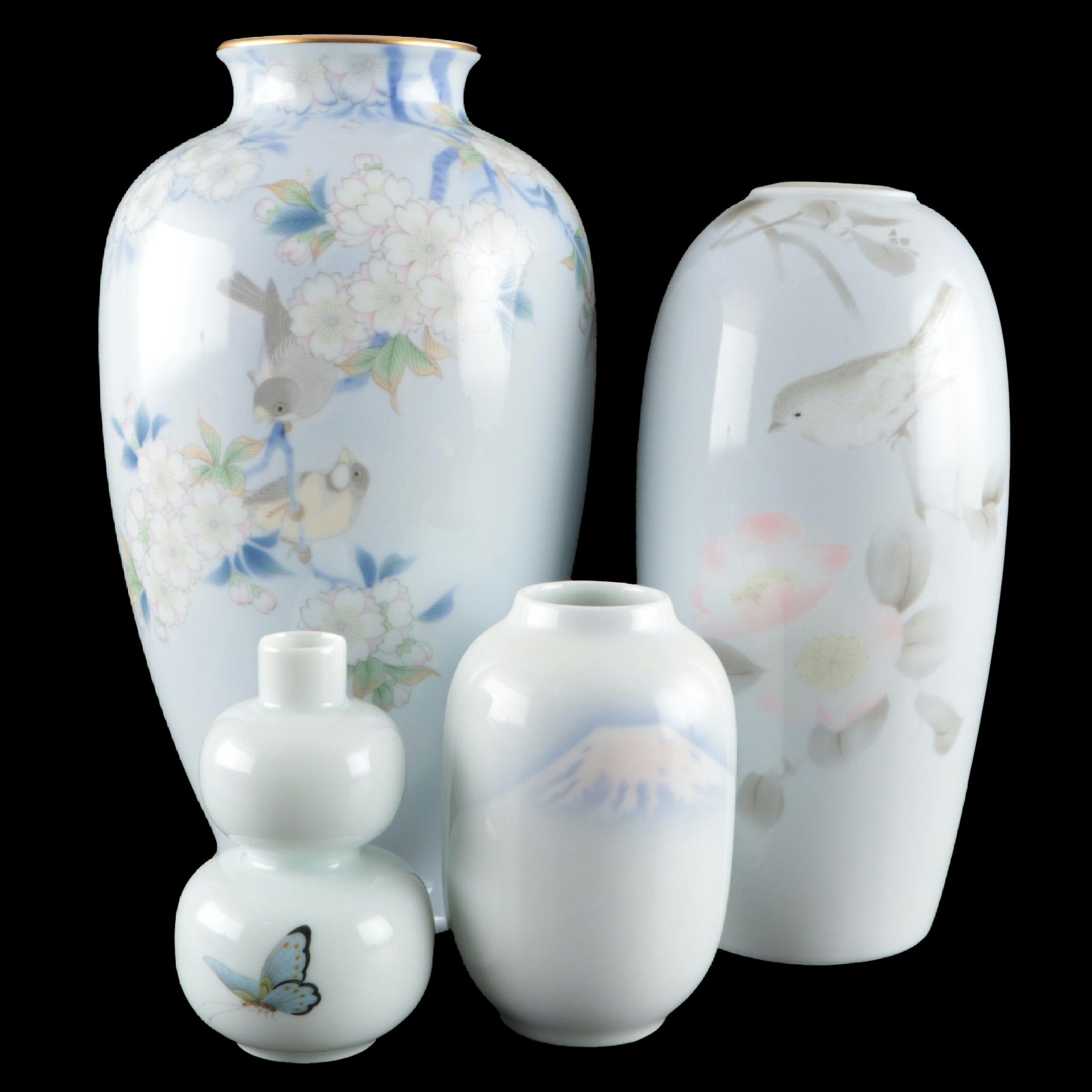 Japanese Fukugawa Seiji and Other Porcelain Vases