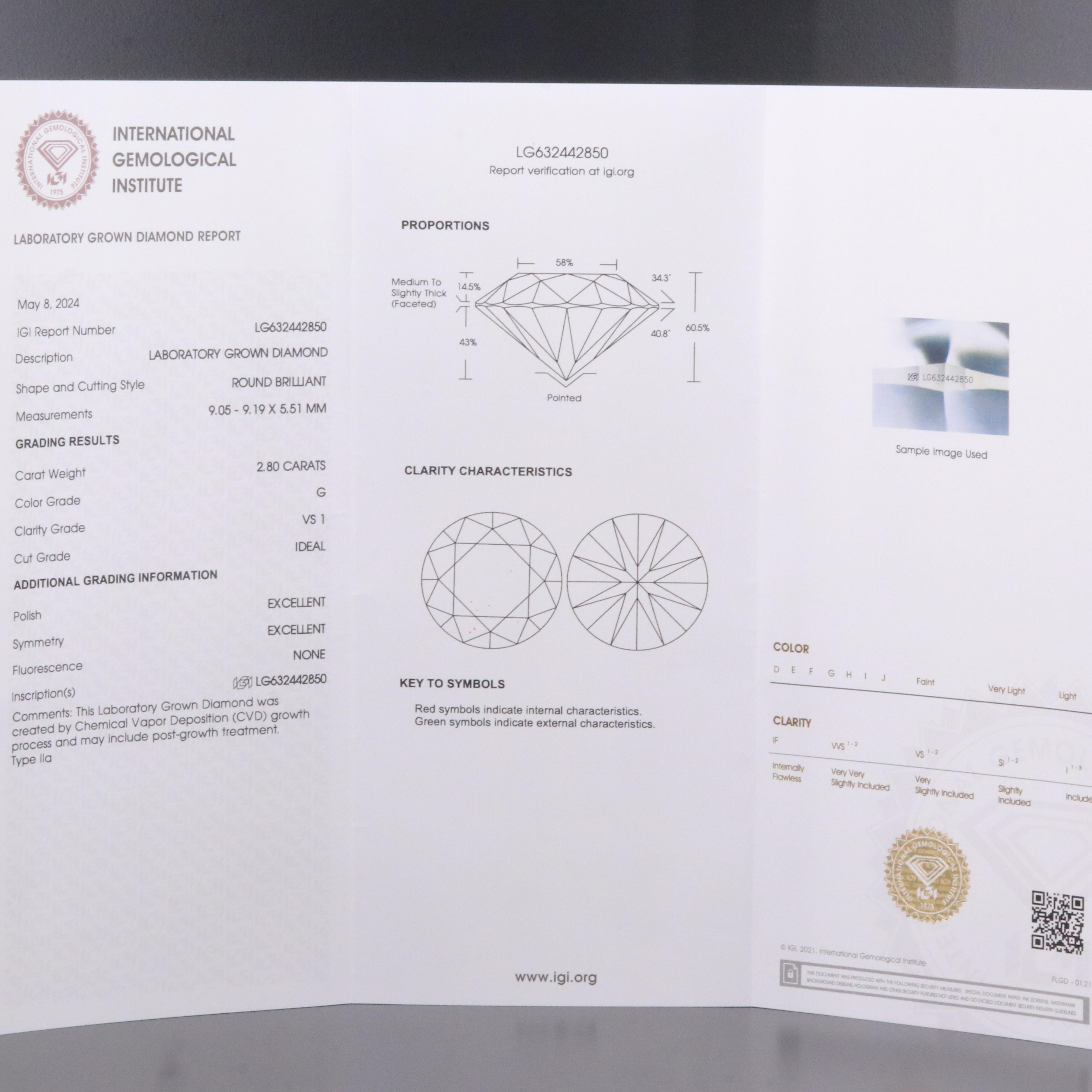 14K 3.99 CTW Lab Grown Diamond Ring Set with IGI Report