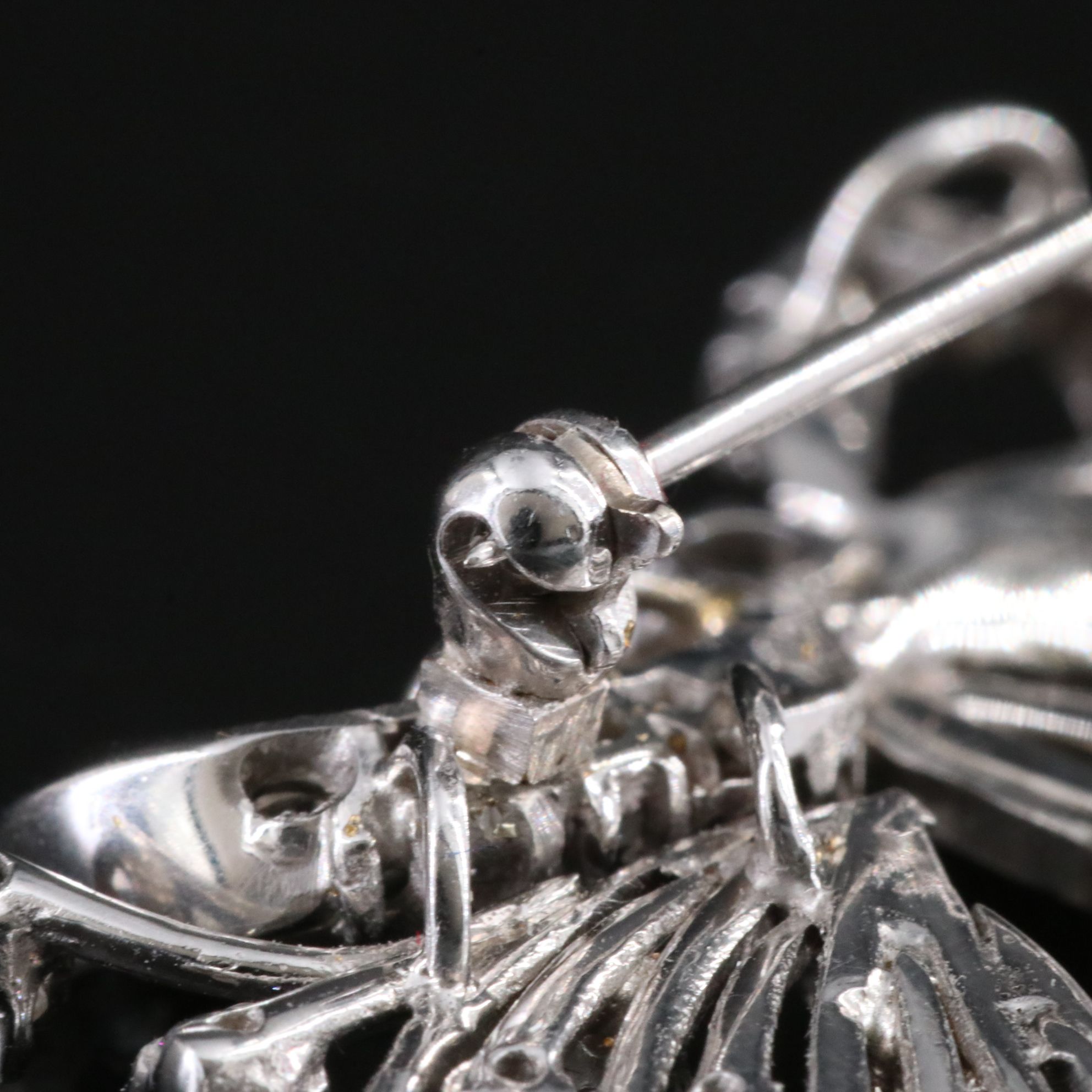 Vintage 14K 3.40 CTW Diamond Spray Converter Brooch with Palladium Settings