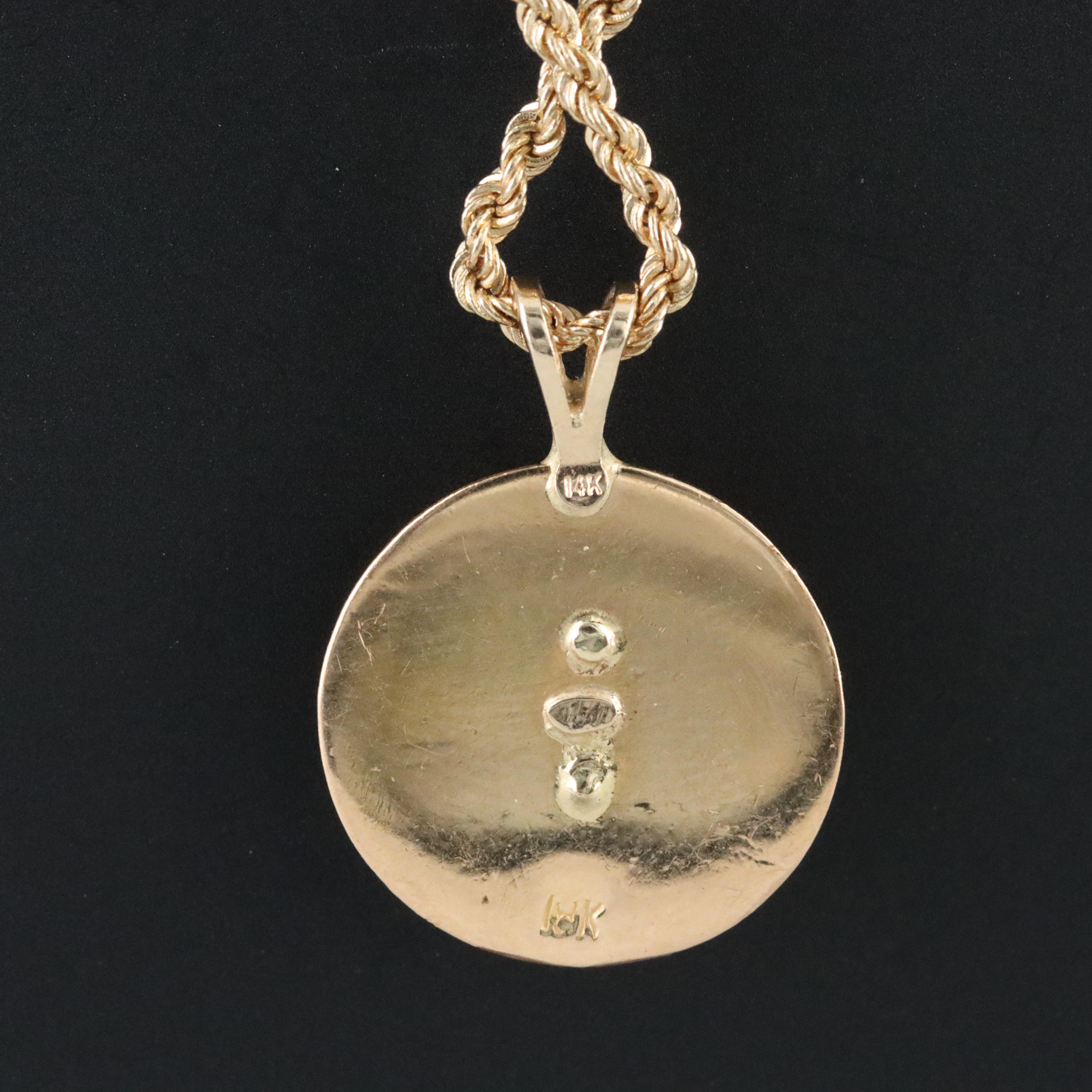 14K Incan Pendant Necklace with 18K Accent