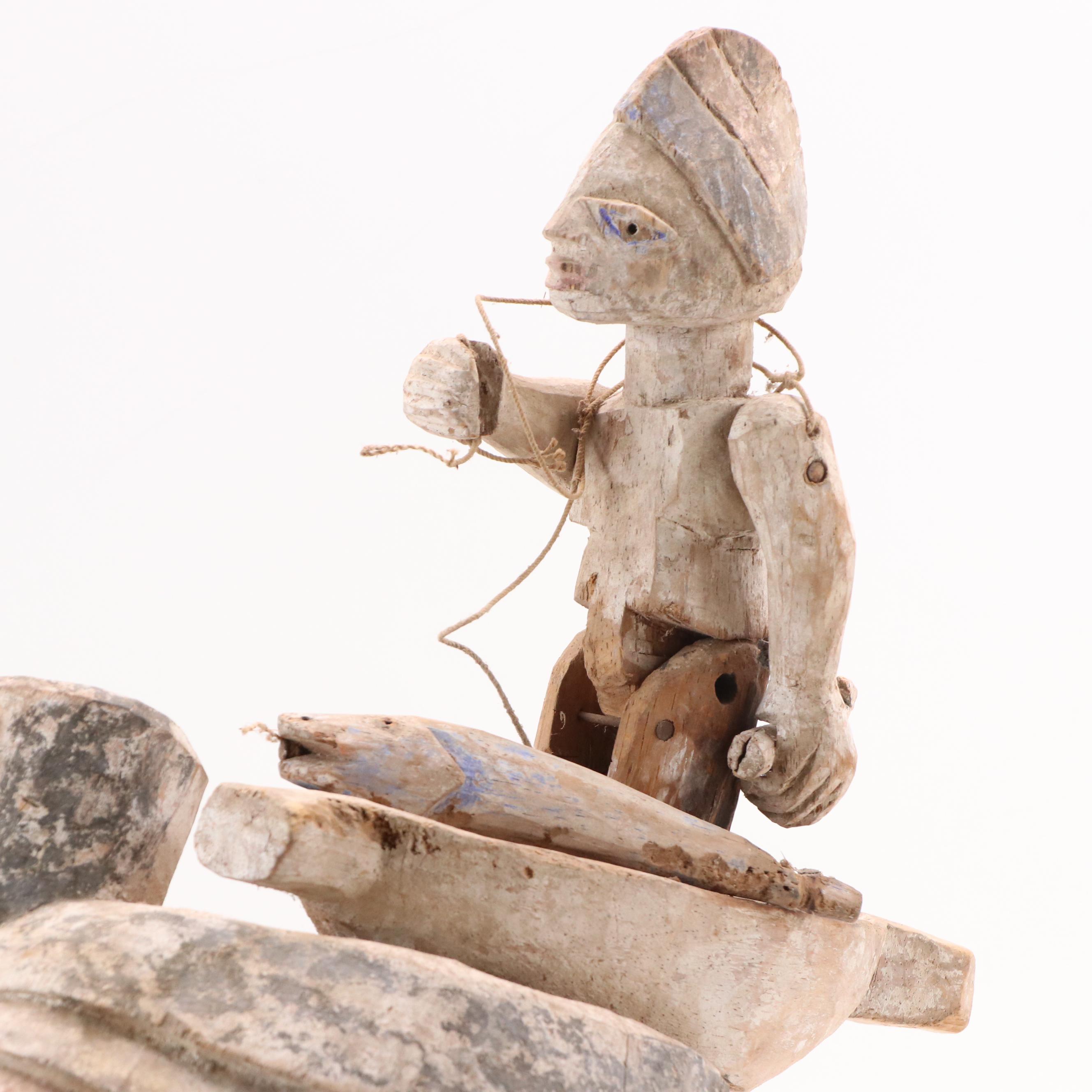 Yorùbá Gelede Carved Wood Helmet Mask, 20th Century