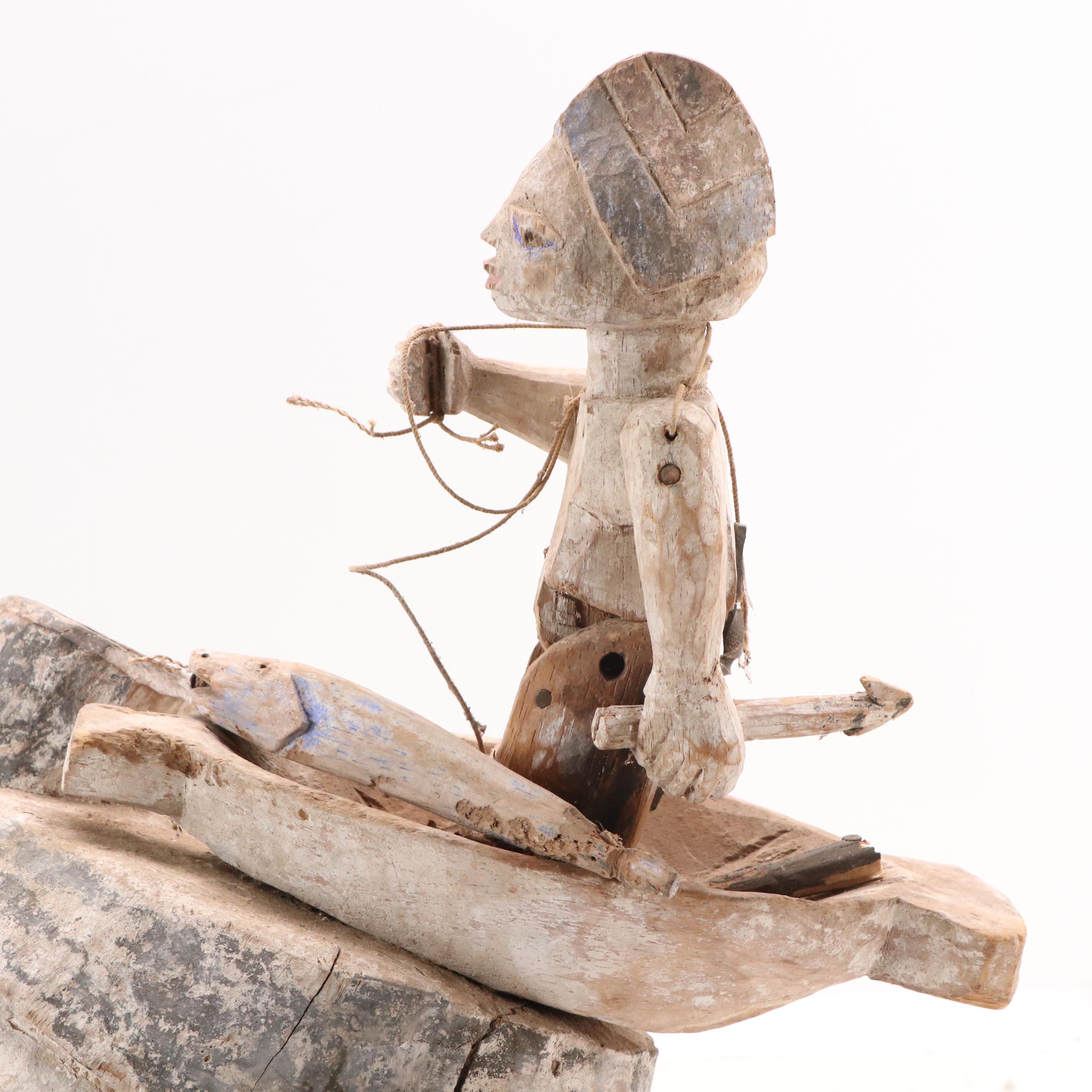 Yorùbá Gelede Carved Wood Helmet Mask, 20th Century