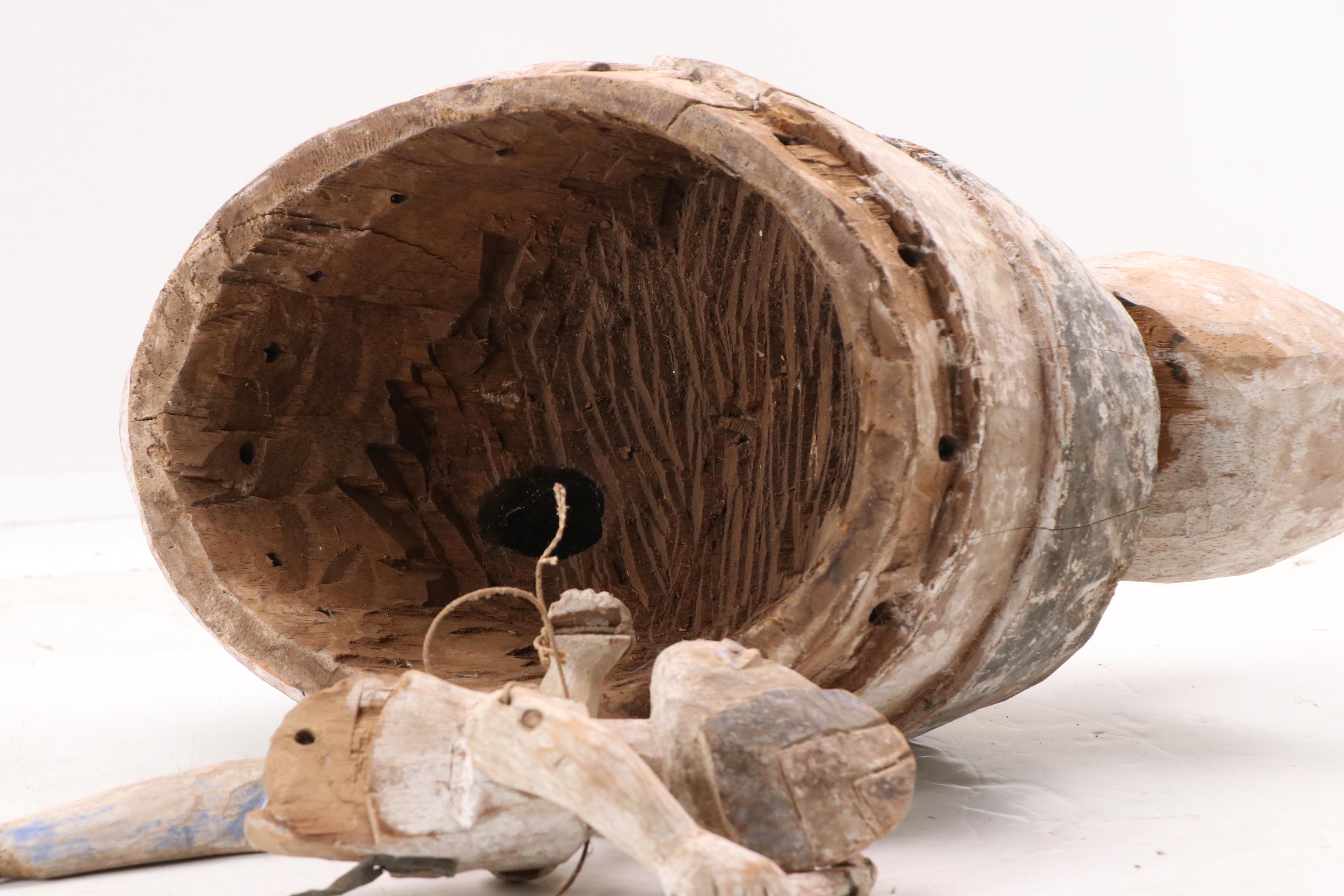 Yorùbá Gelede Carved Wood Helmet Mask, 20th Century