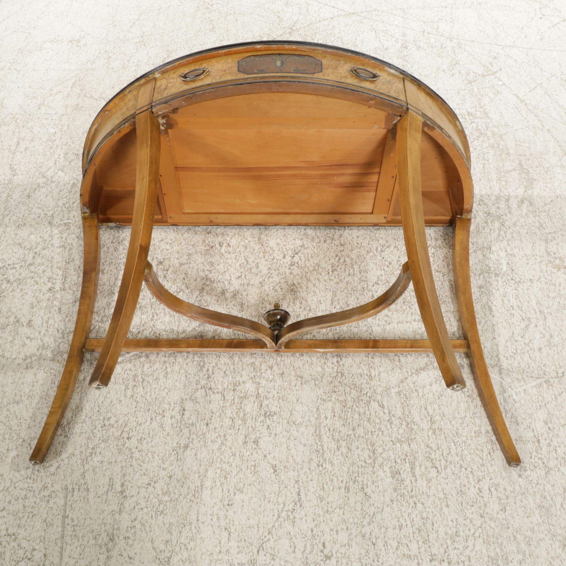 Regency Style Bird's Eye Maple Demilune Hall and Side Tables, Mid-20th Century