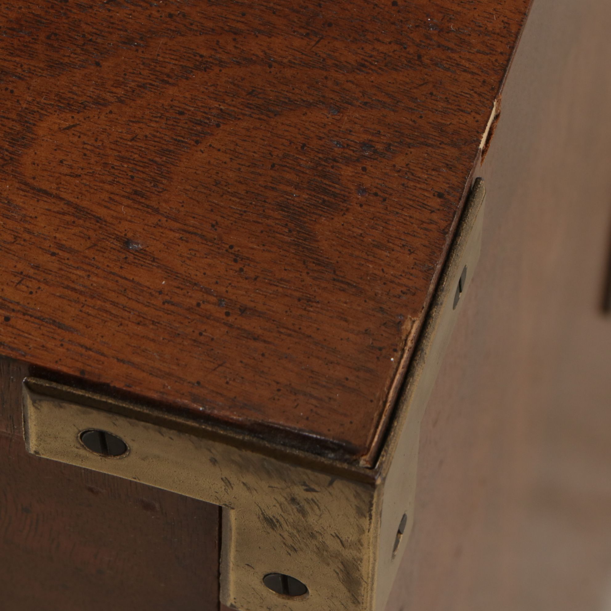 Pair of Henredon Campaign Style Walnut Nightstands, Late 20th Century