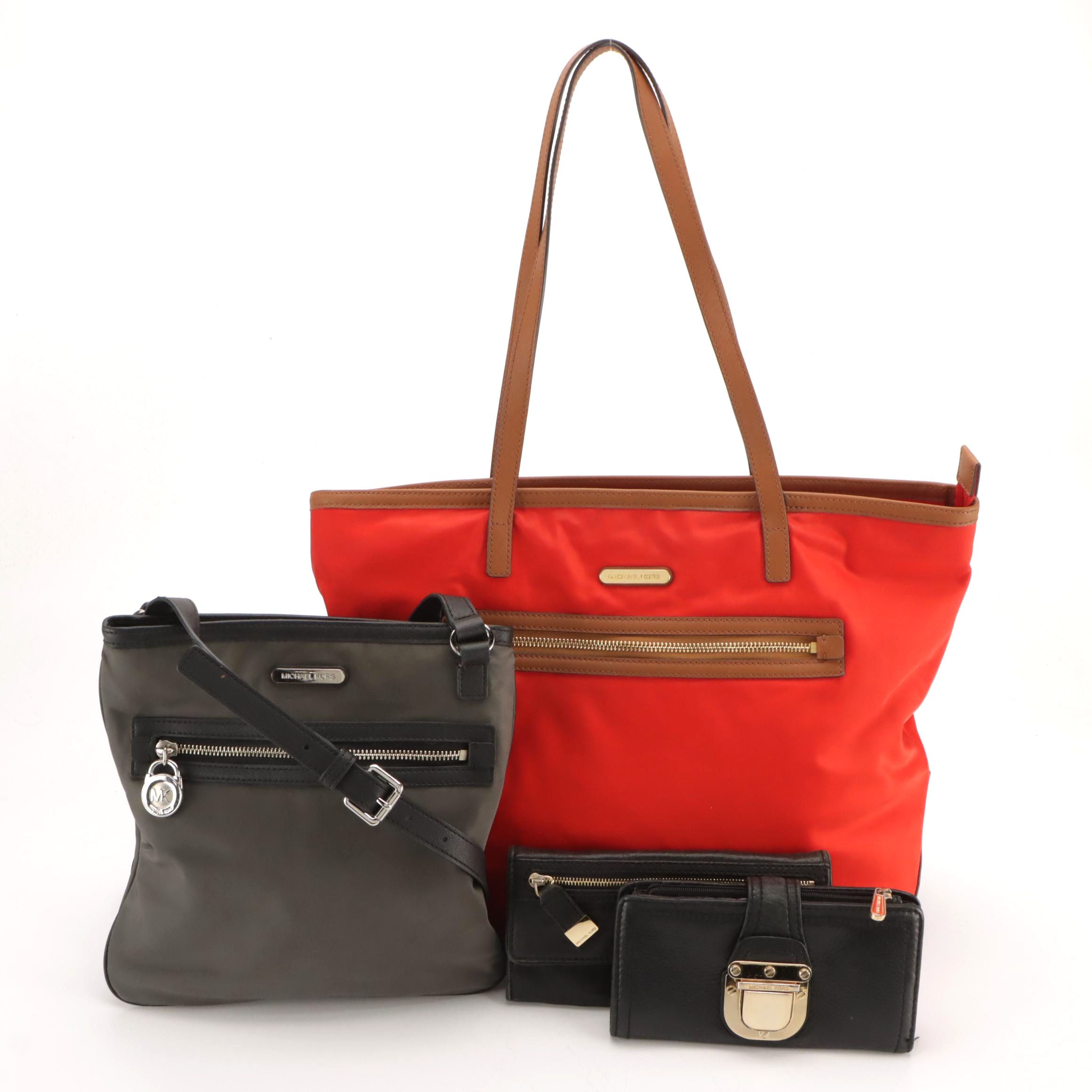 Michael Kors Black Leather Wallets, Nylon Tote Bag and Messenger Crossbody