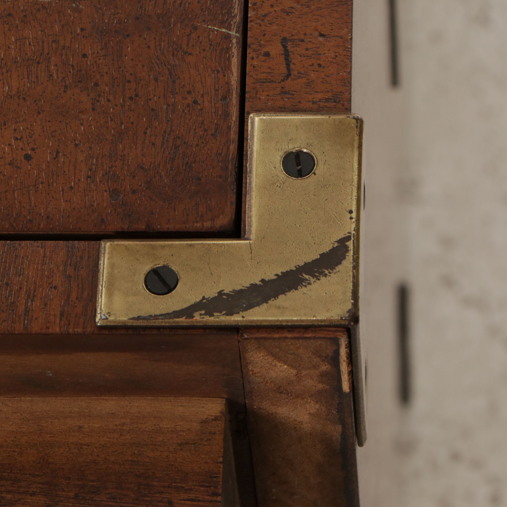 Pair of Henredon Campaign Style Walnut Nightstands, Late 20th Century